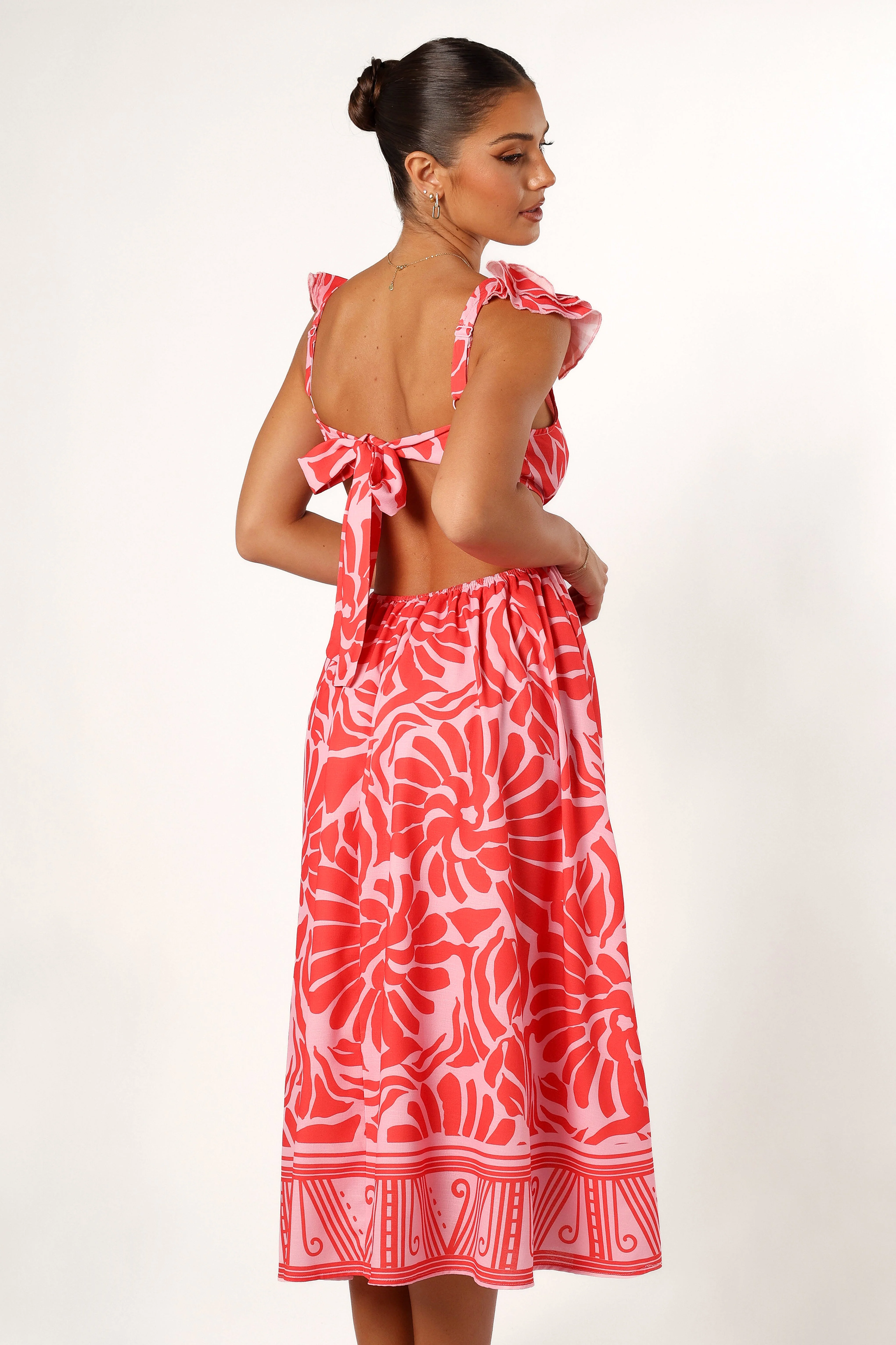 Denali Midi Dress - Red Pink Print - Image 4