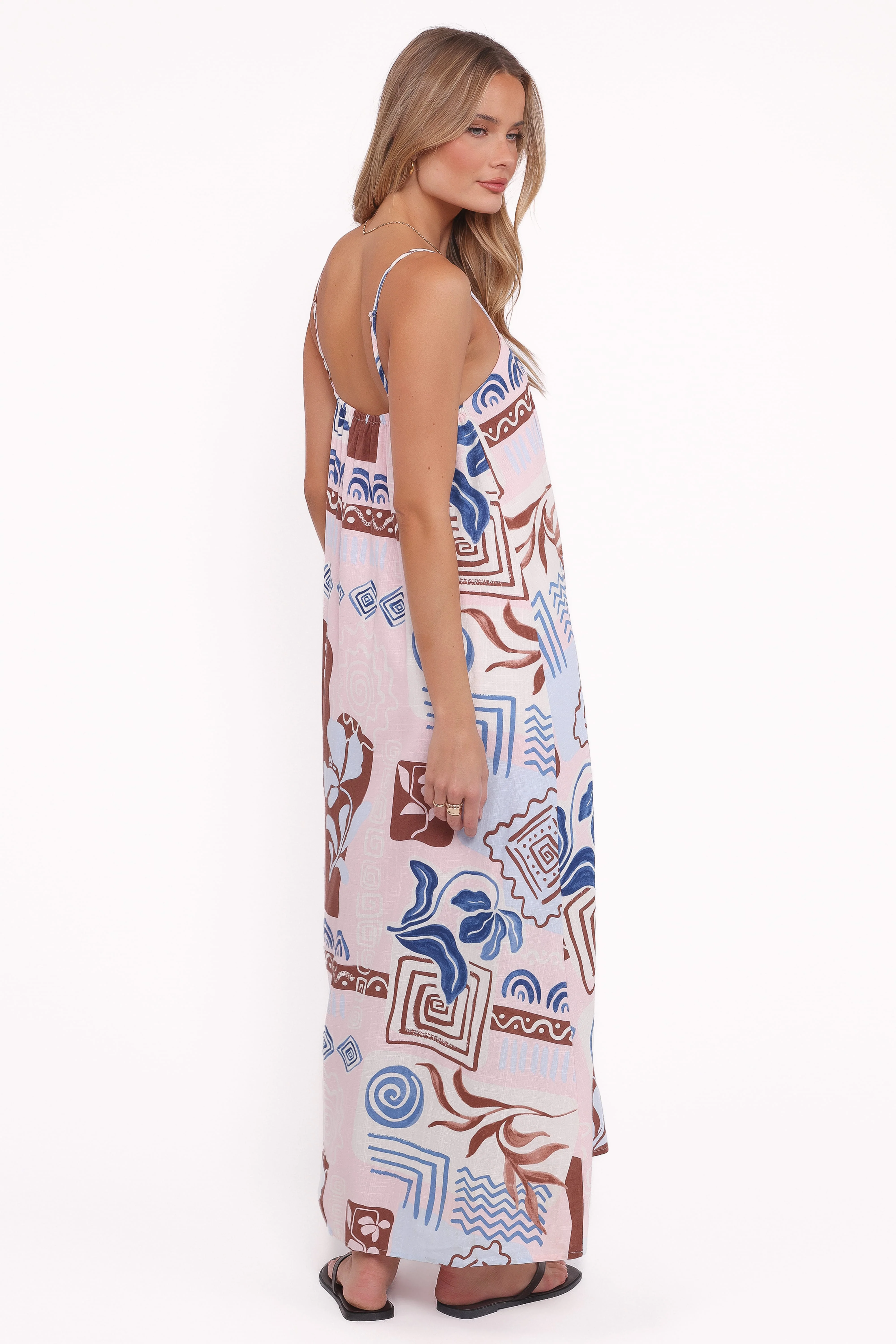 Elaris Maxi Dress - Blue Brown Abstract - Image 4