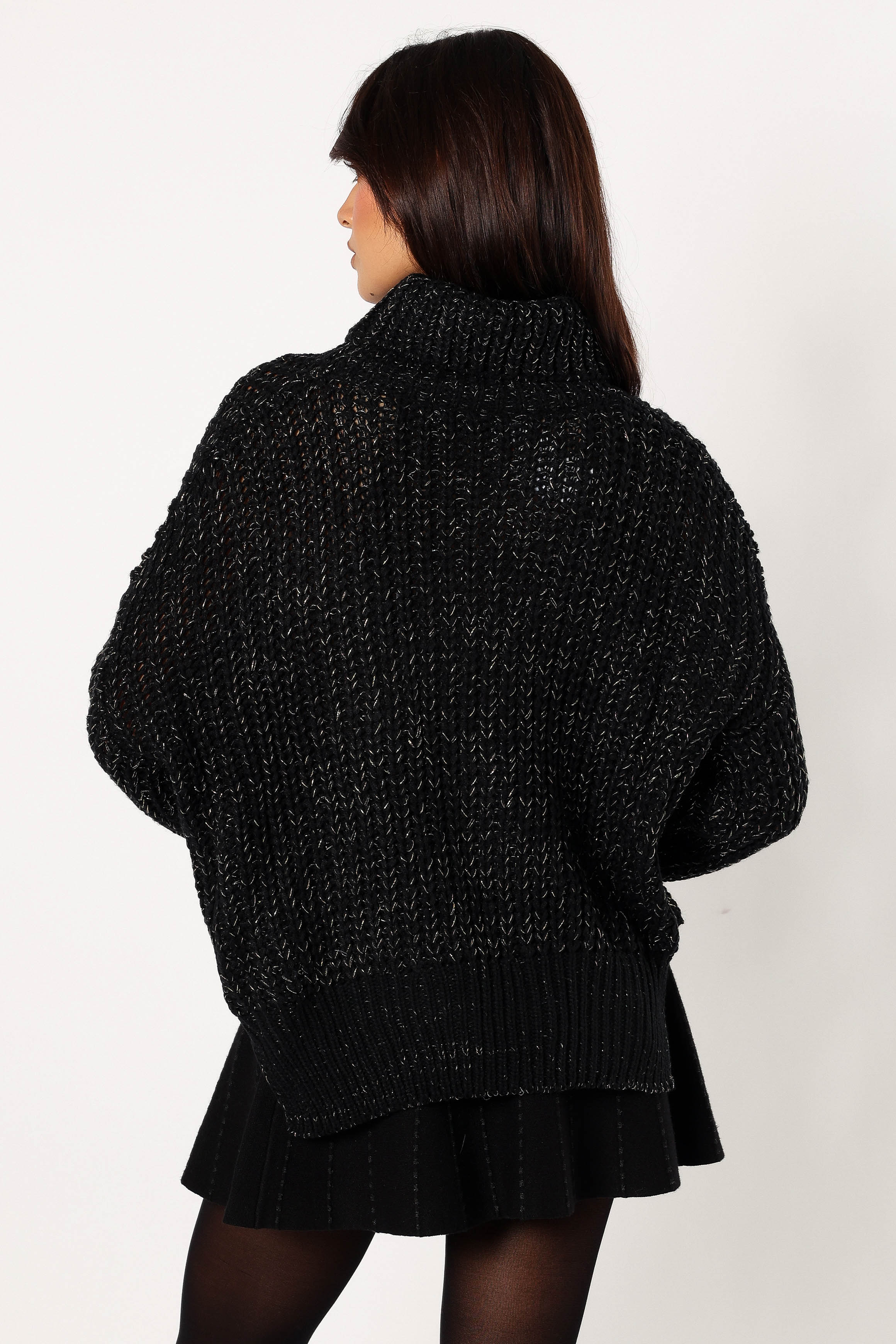 Eleanor Lurex Shine Knit Sweater - Black - Image 3