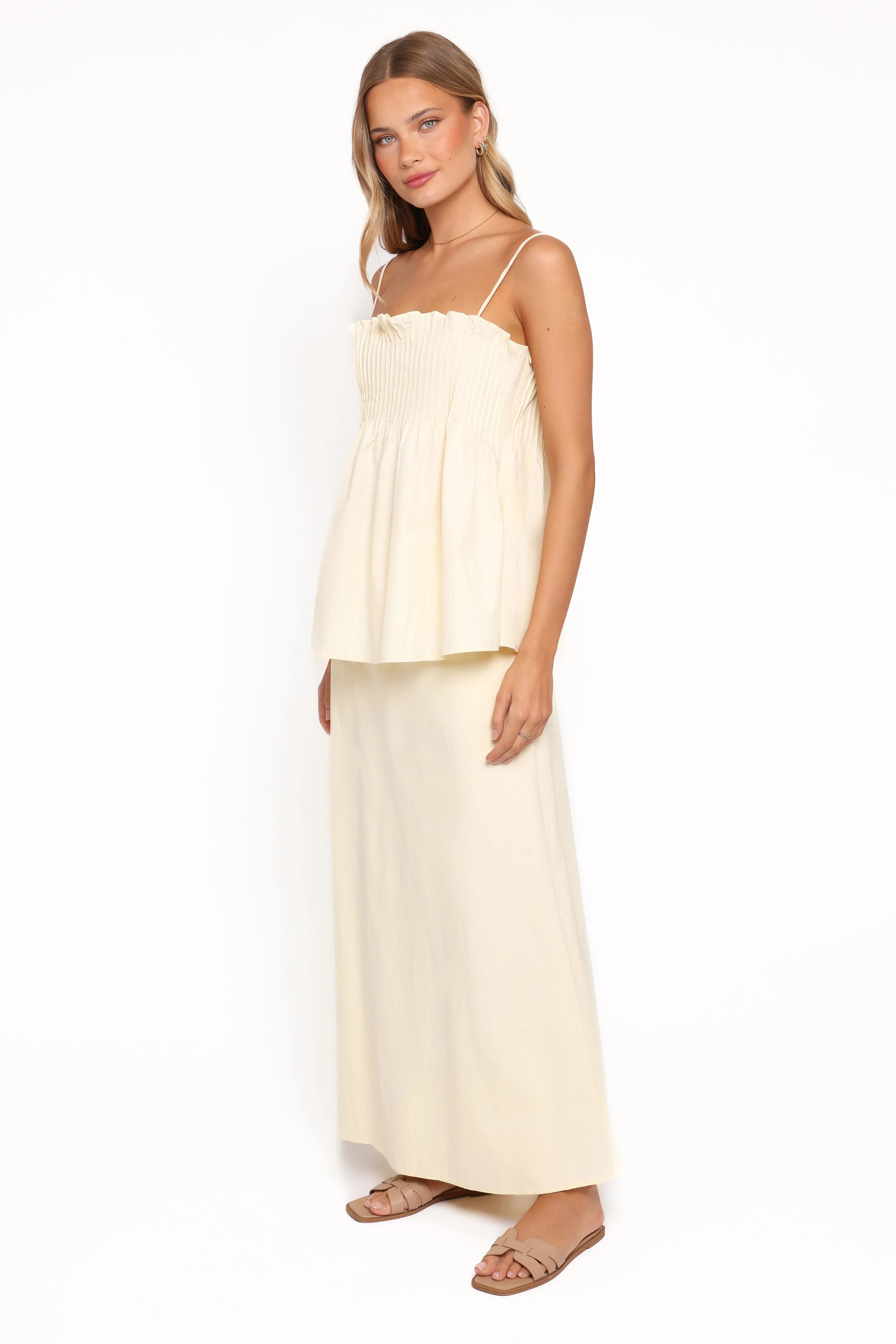 Elena Cotton Maxi Skirt - Butter Yellow - Image 3