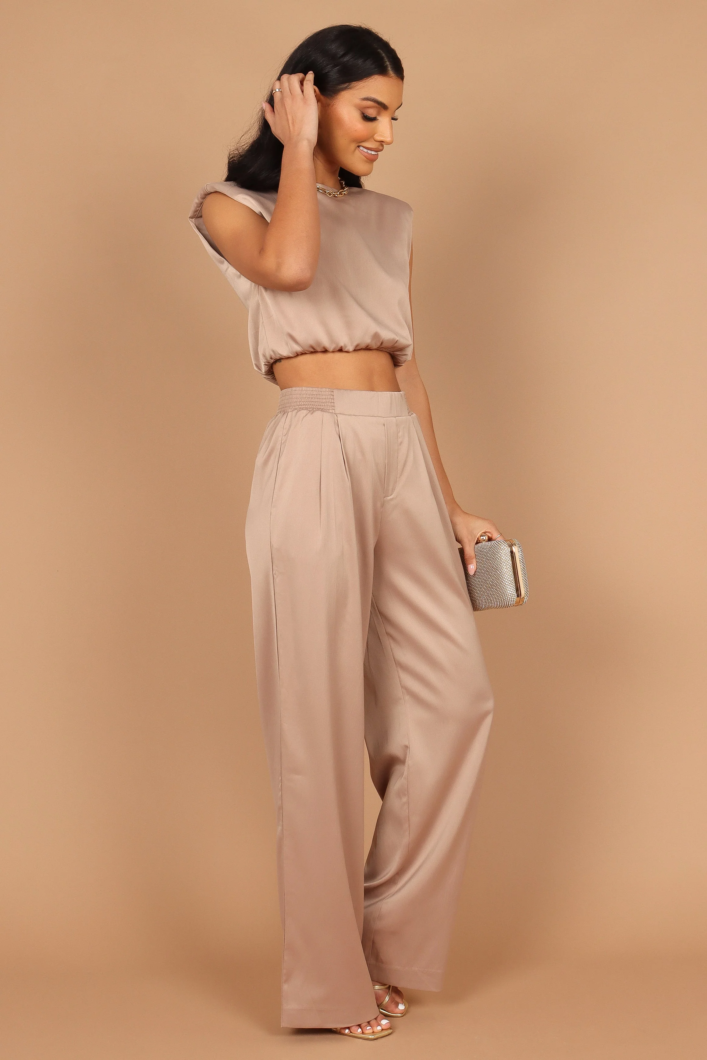 Elia Crop Top and Palazzo Pant Set - Mocha - Image 7