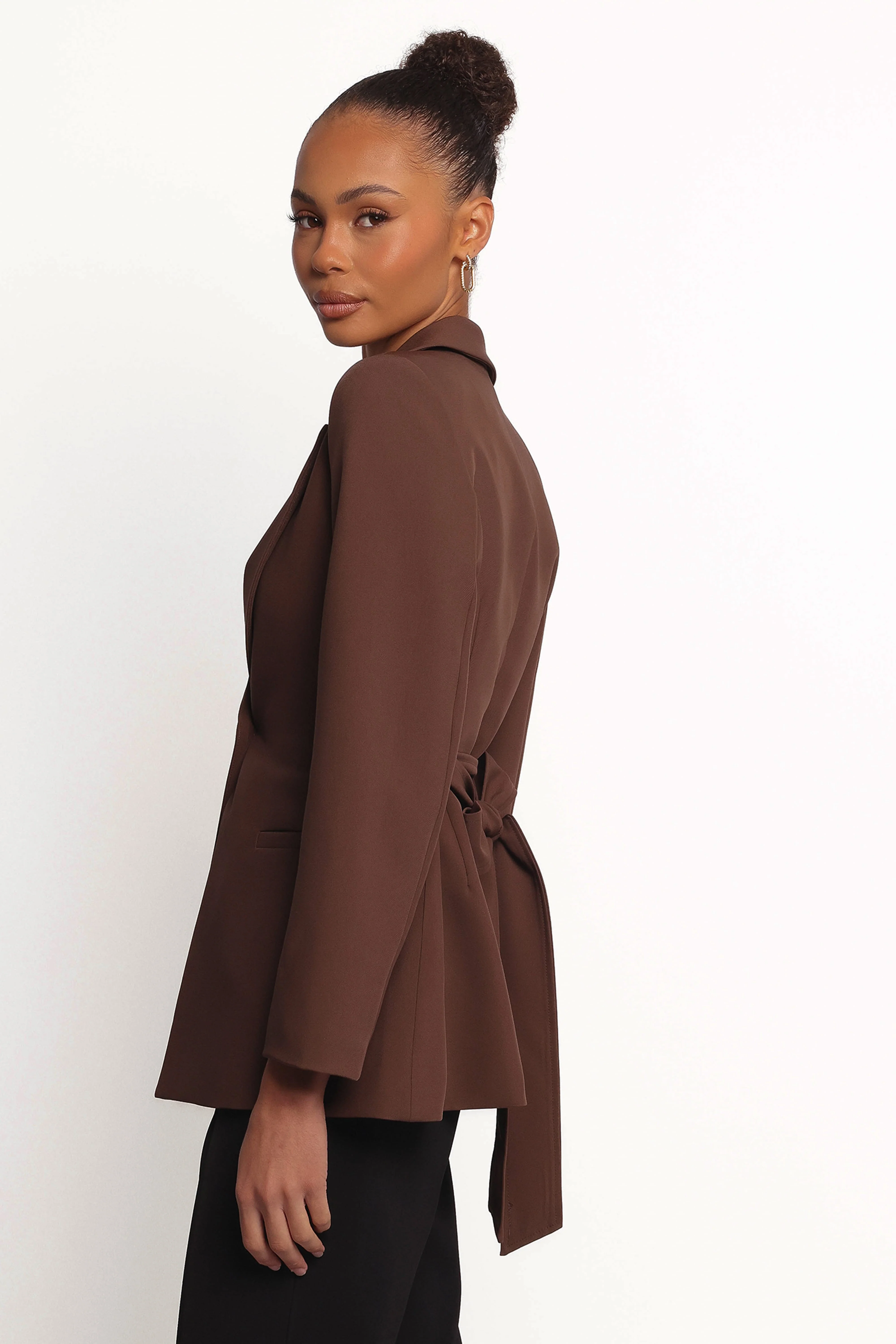 Eliana Waist Tie Blazer - Espresso - Image 6