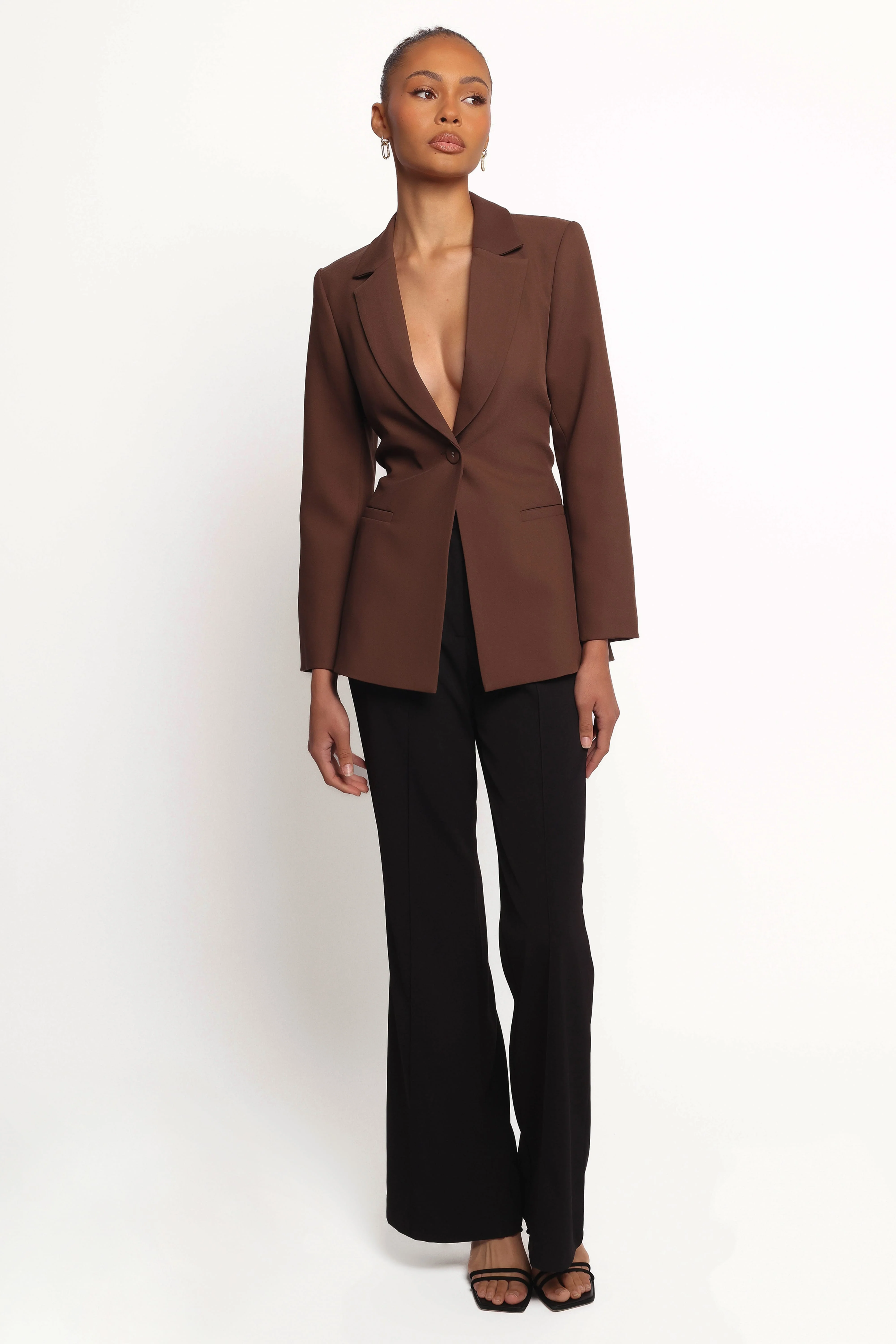 Eliana Waist Tie Blazer - Espresso - Image 7