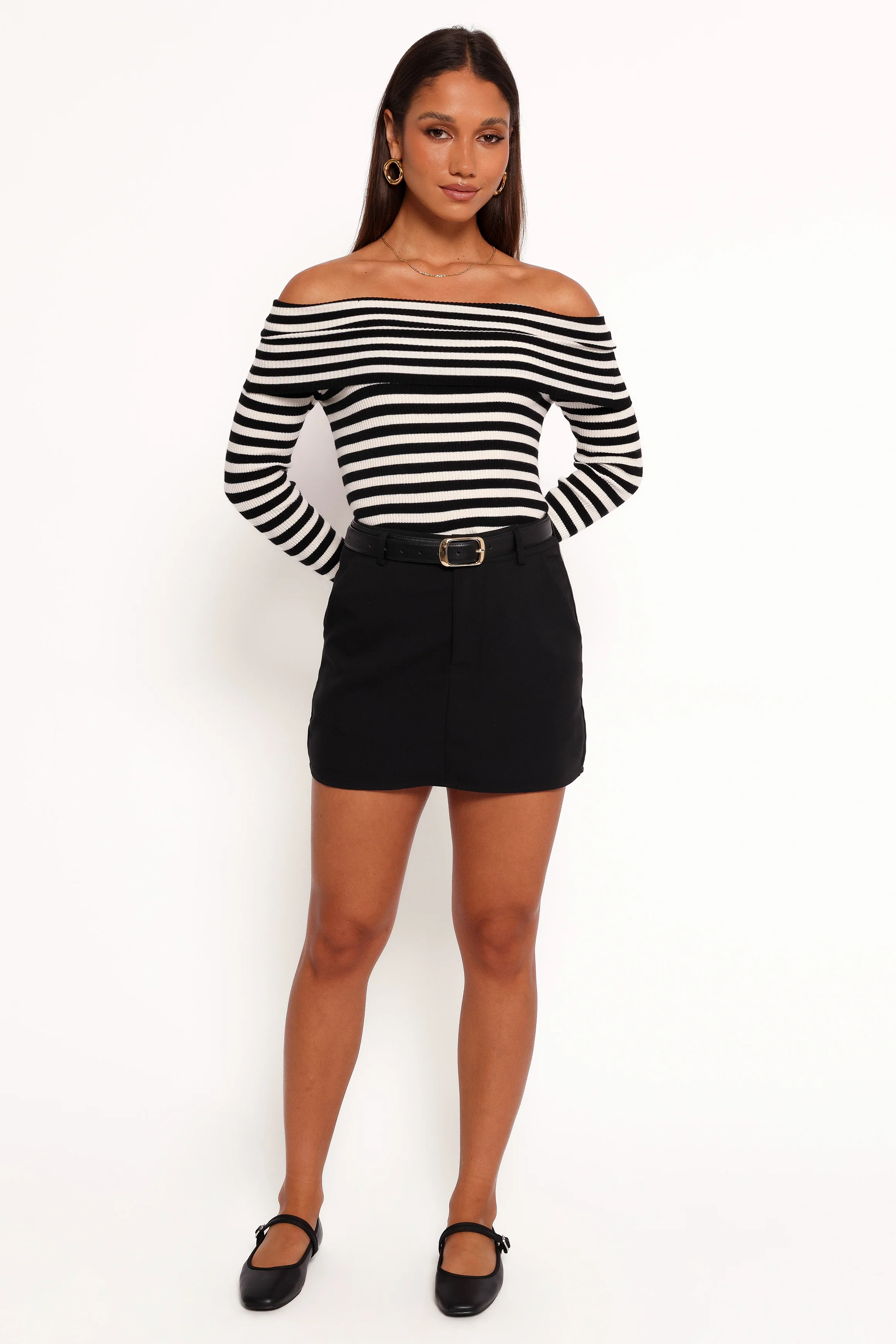 Ellora Knit Top - Black Cream - Image 3