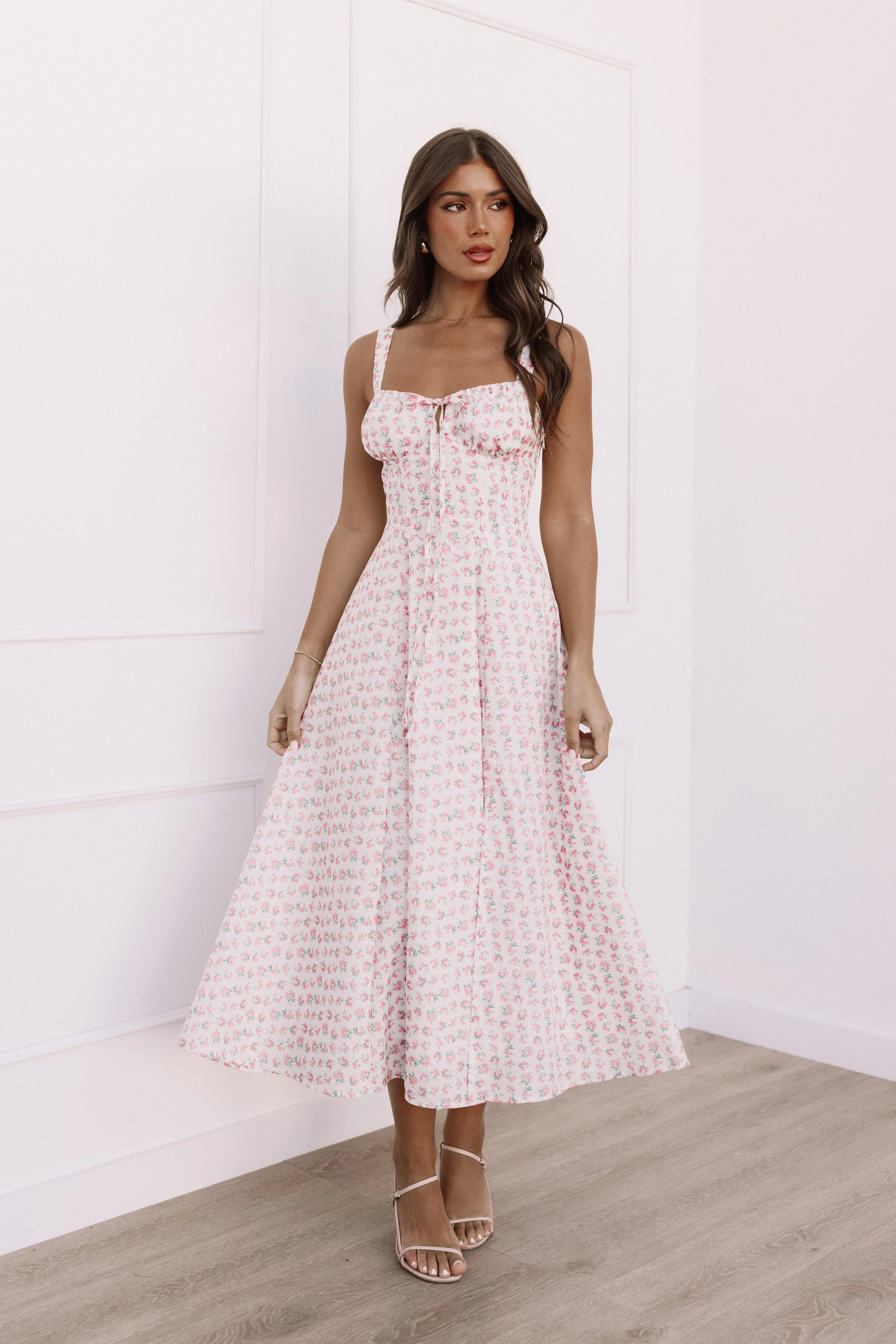 Elodie Midi Dress - Pink Floral - Image 9