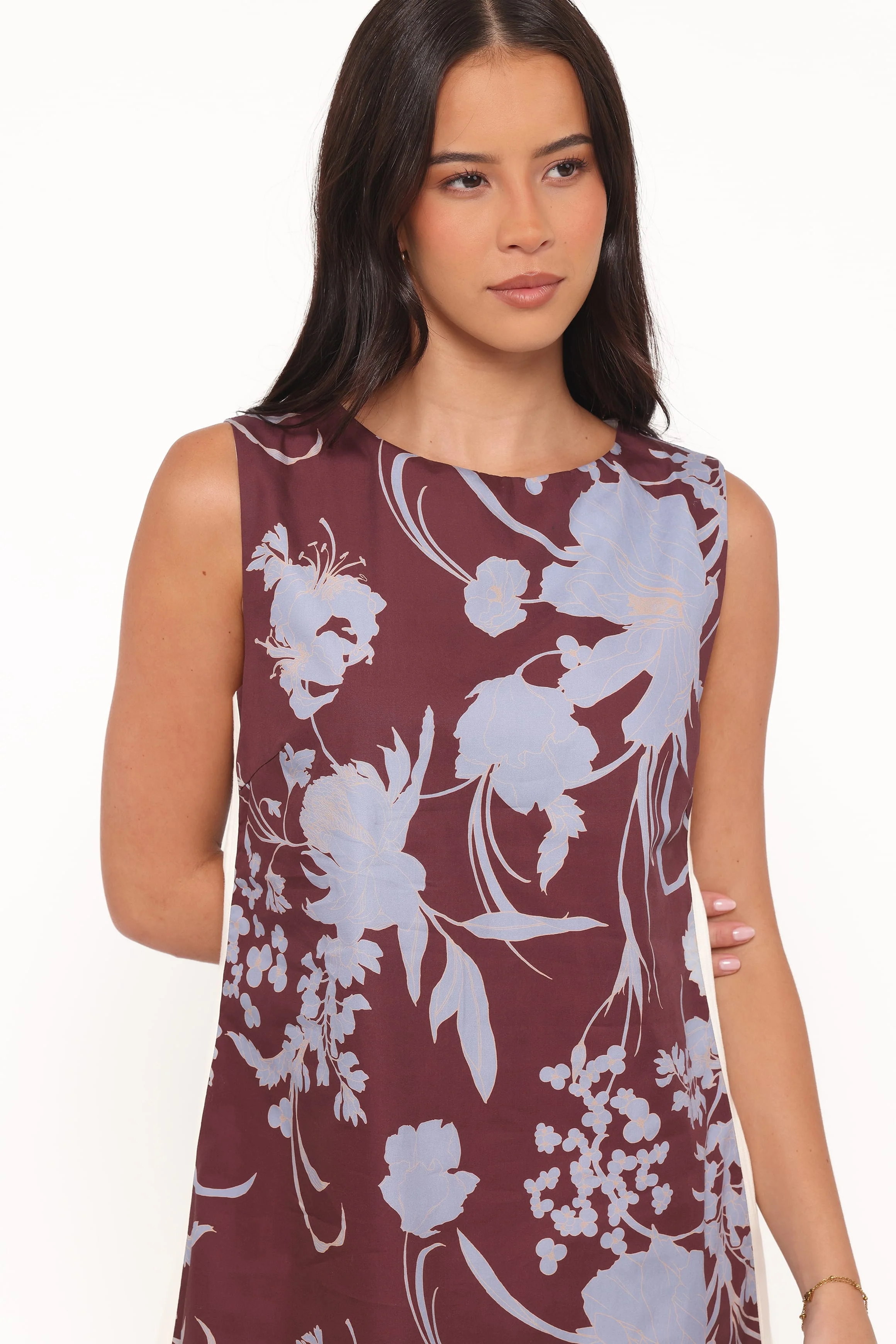 Elorna Mini Dress - Burgundy Floral - Image 3