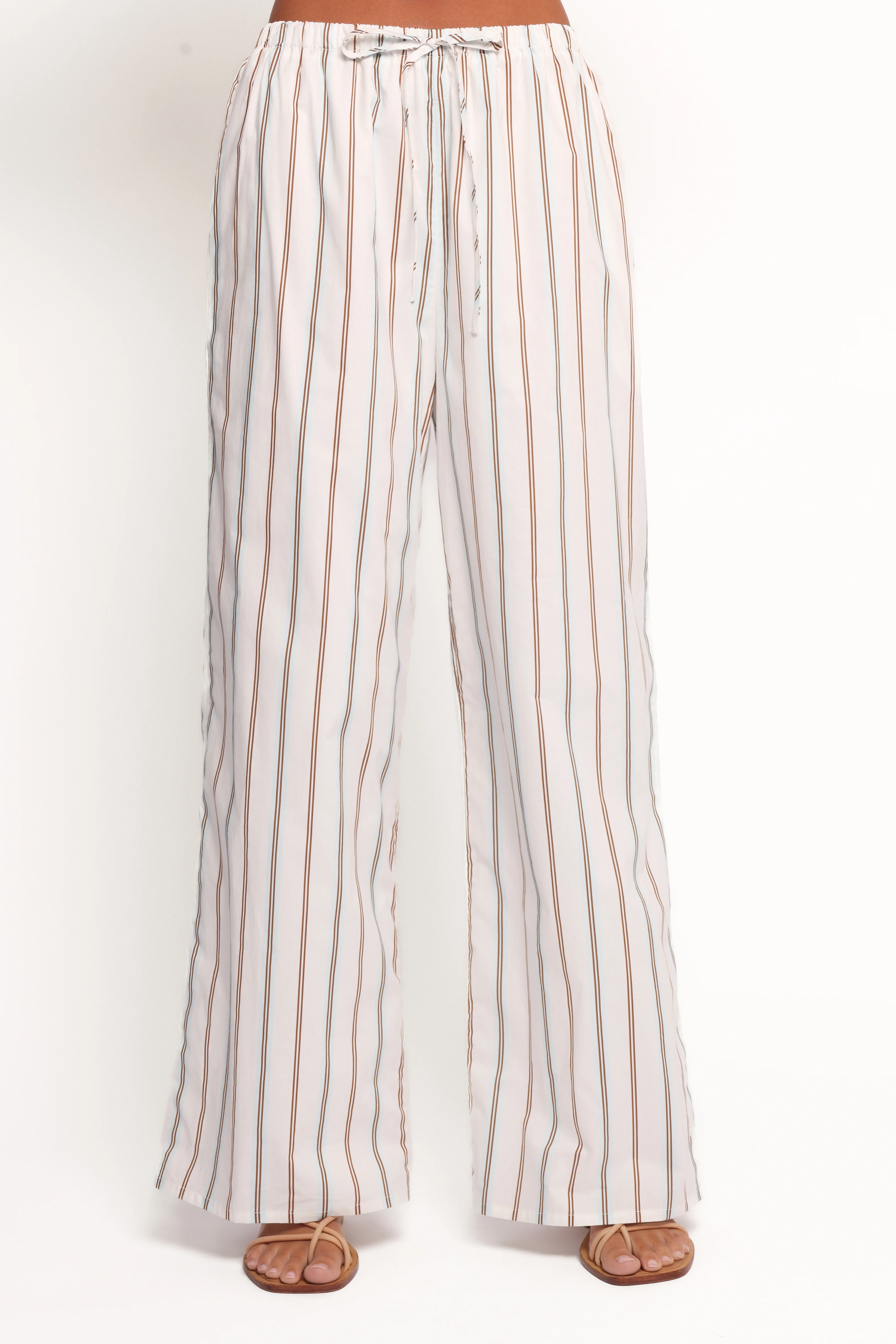Ember Cotton Pants - Blue Brown Stripe - Image 3
