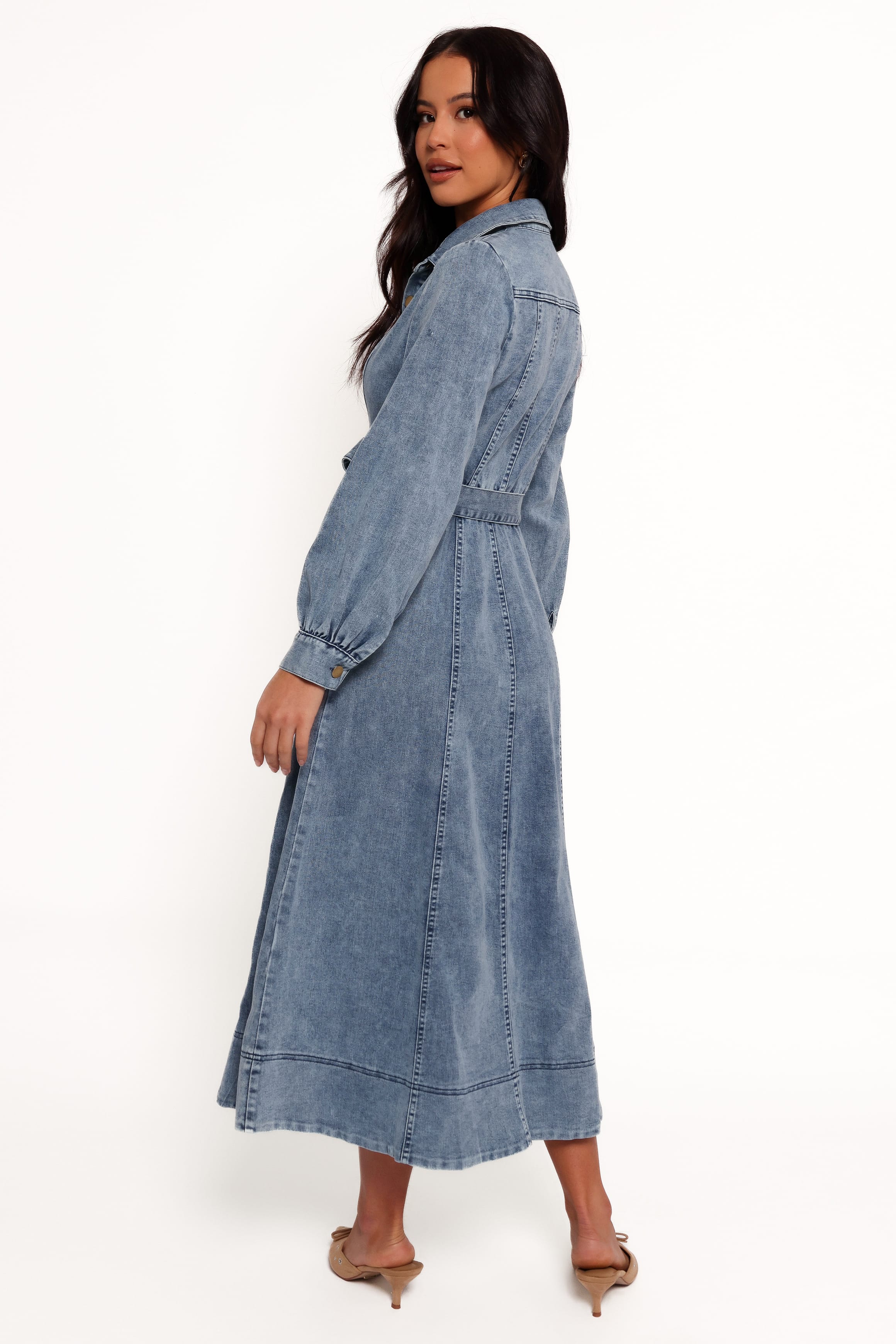 Emberly Long Sleeve Maxi Dress - Denim - Image 3