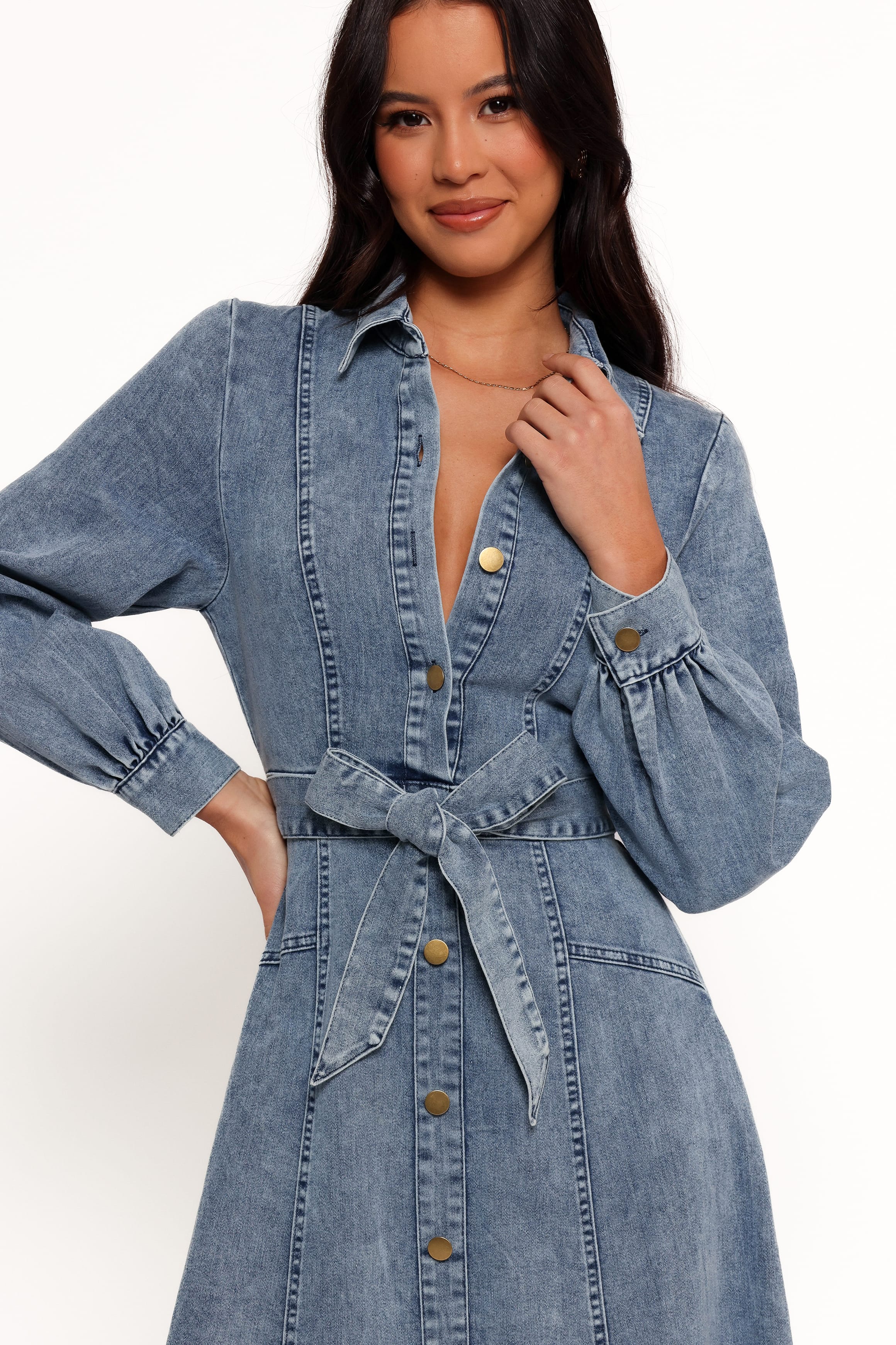 Emberly Long Sleeve Maxi Dress - Denim - Image 5