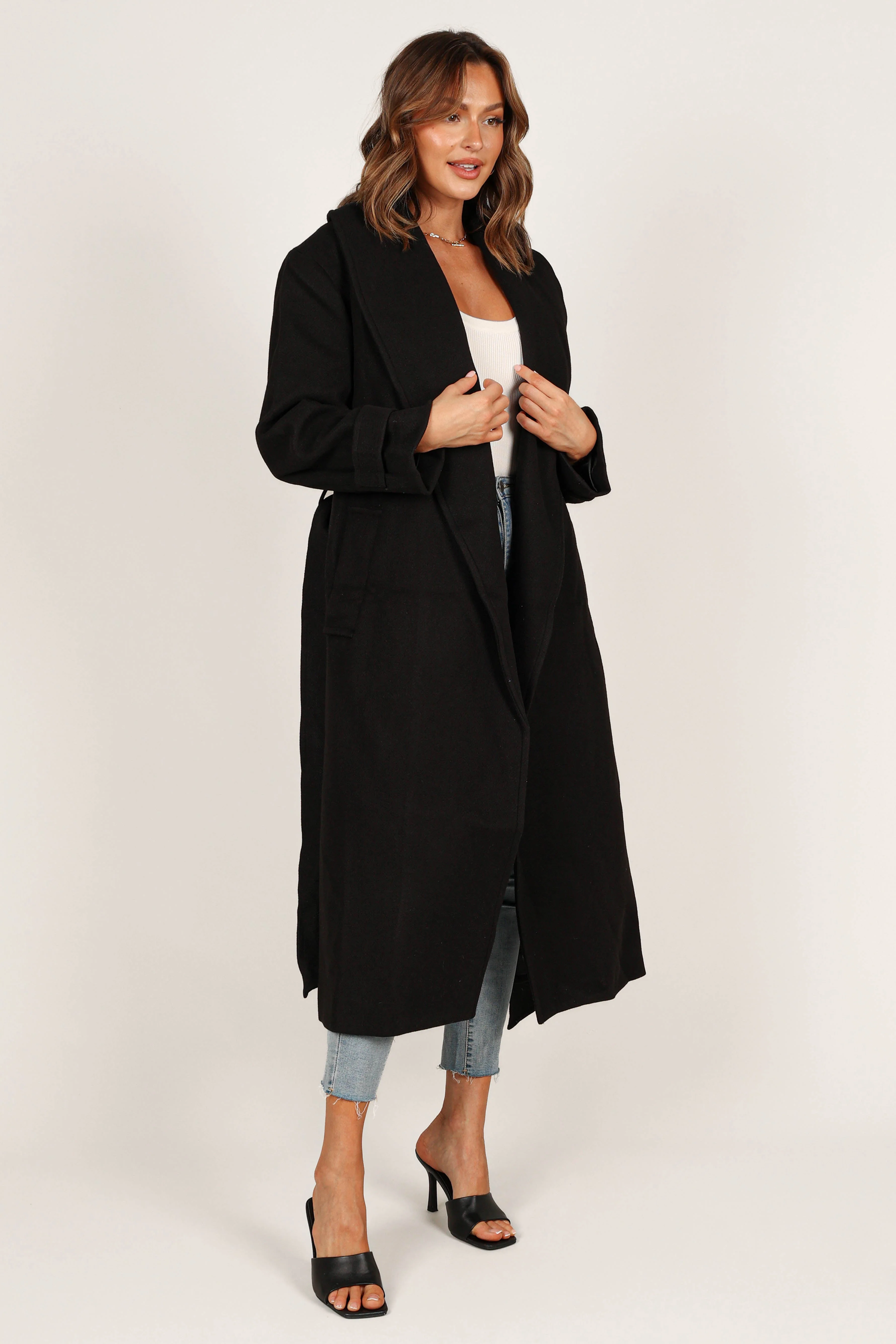 Emersyn Tie Front Coat - Black - Image 6