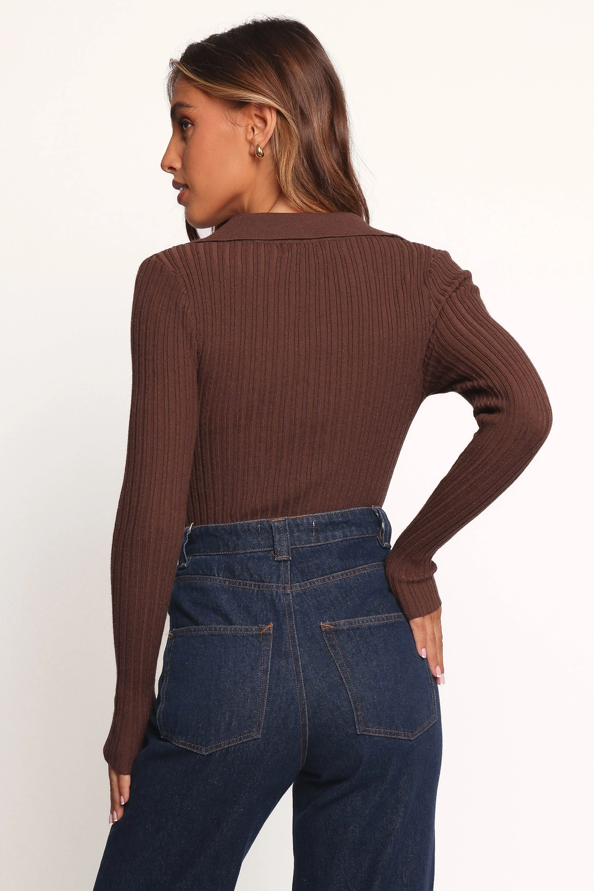 Emmerson Long Sleeve Knit Top - Chocolate - Image 4