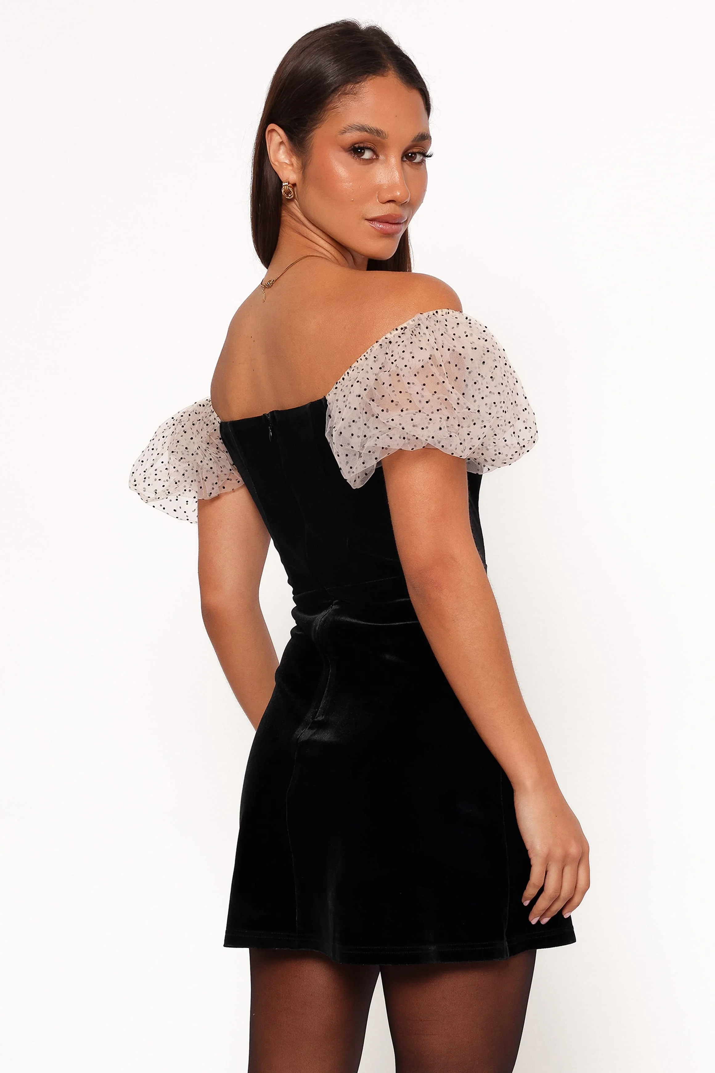 Ennette Velvet Mini Dress - Black - Image 2
