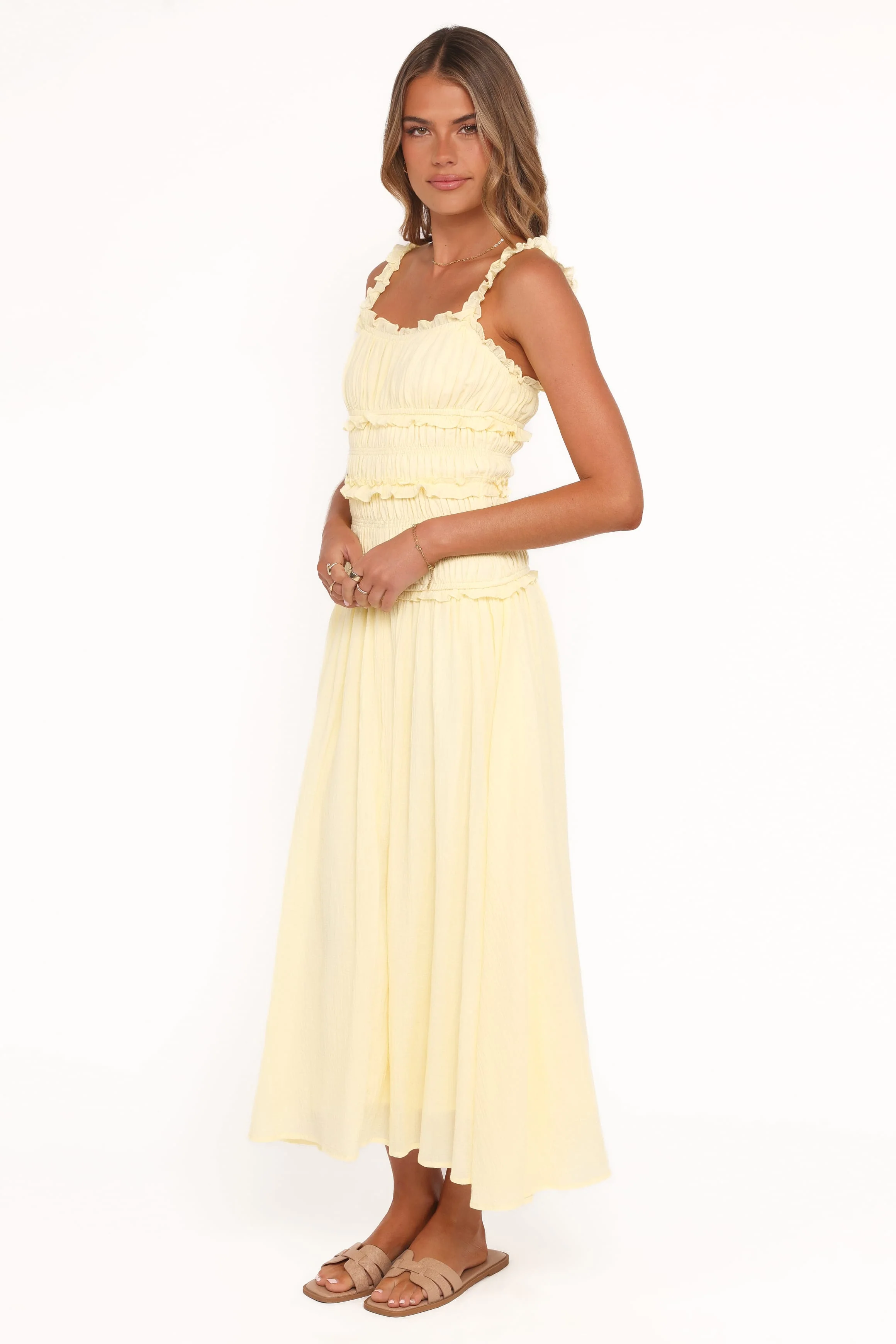 Enola Gather Midi Dress - Yellow - Image 4