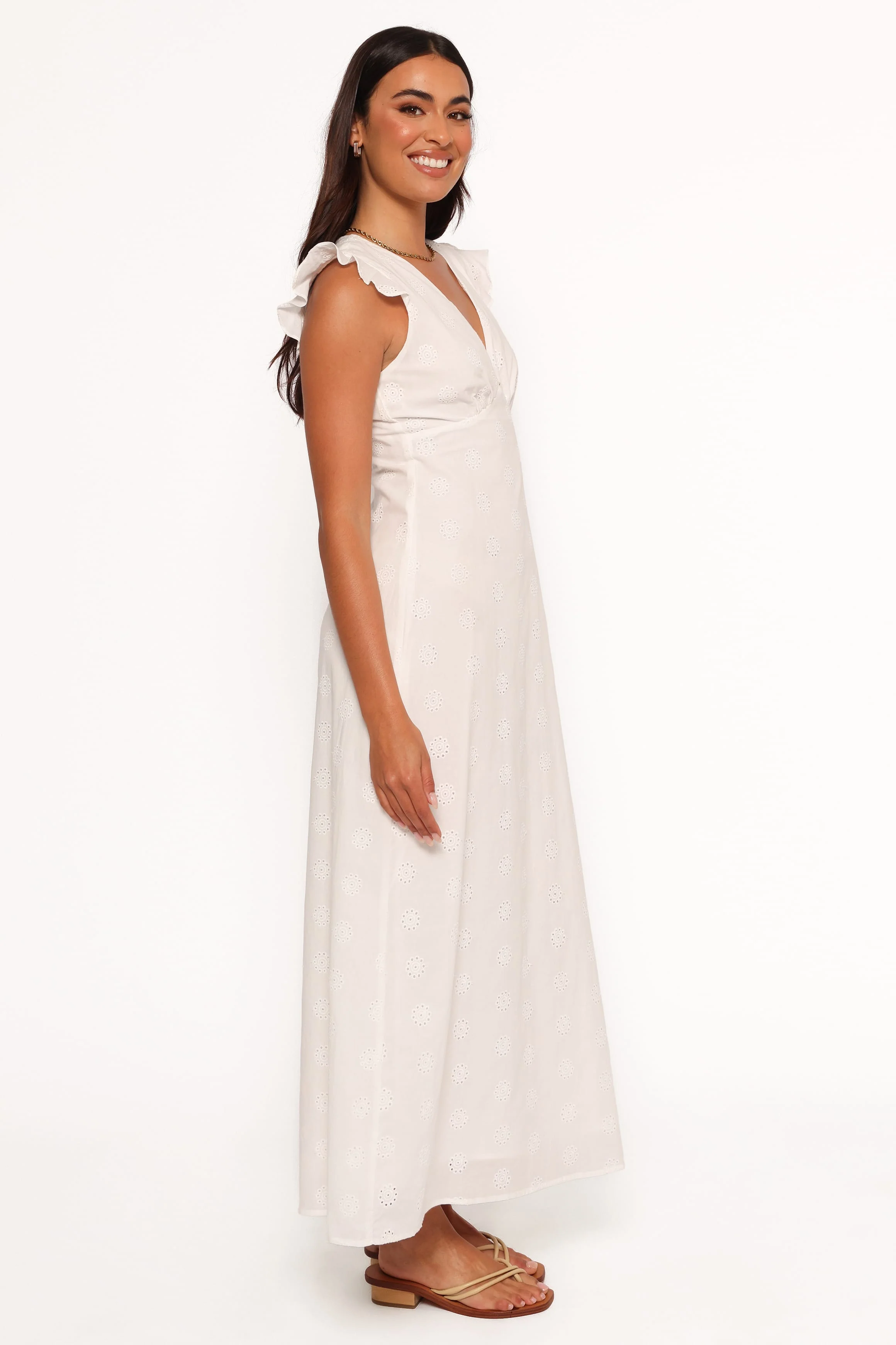 Ensley Flutter Sleeve Maxi Dress - White - Image 5