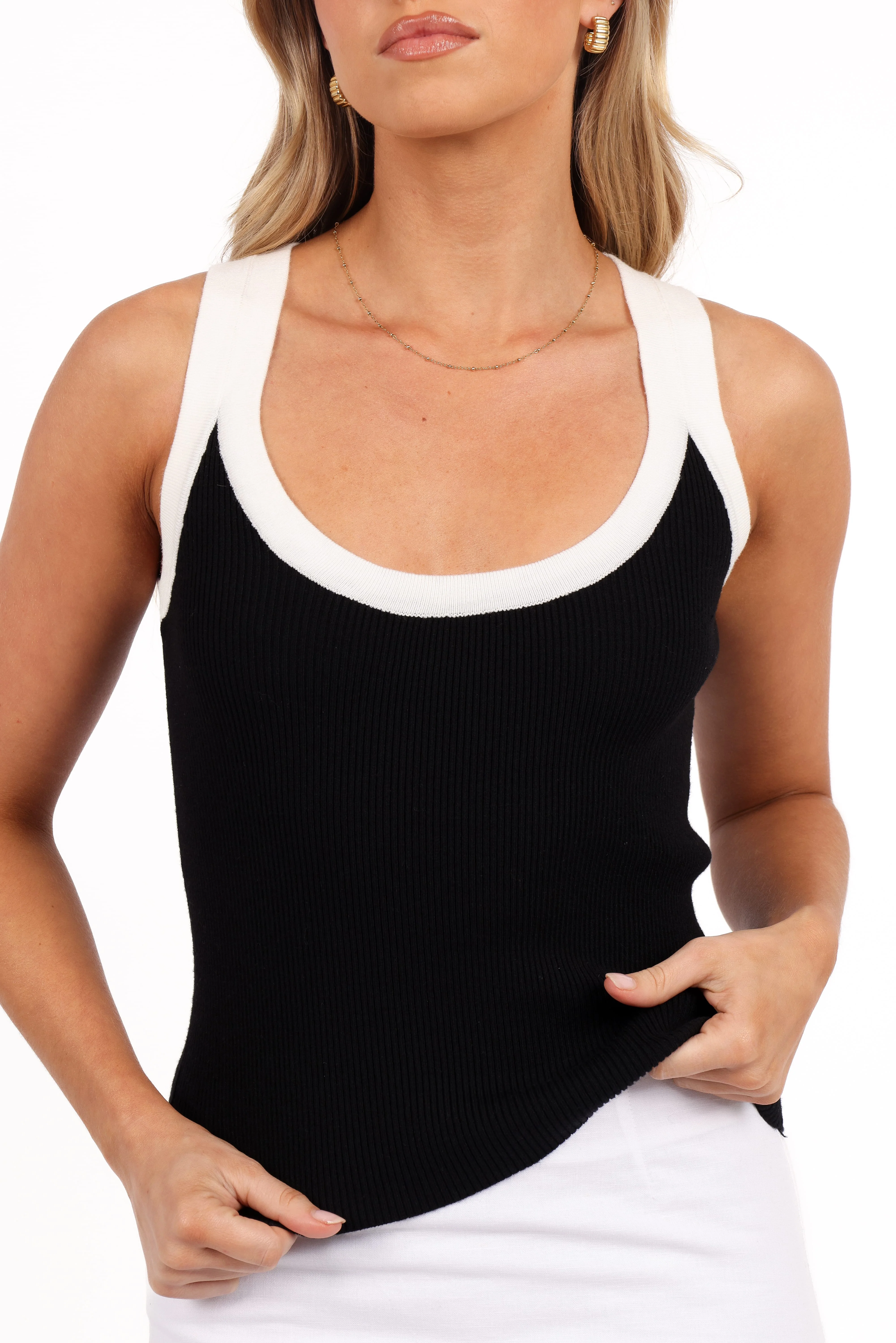 Esme Knit Tank - Black White - Image 6