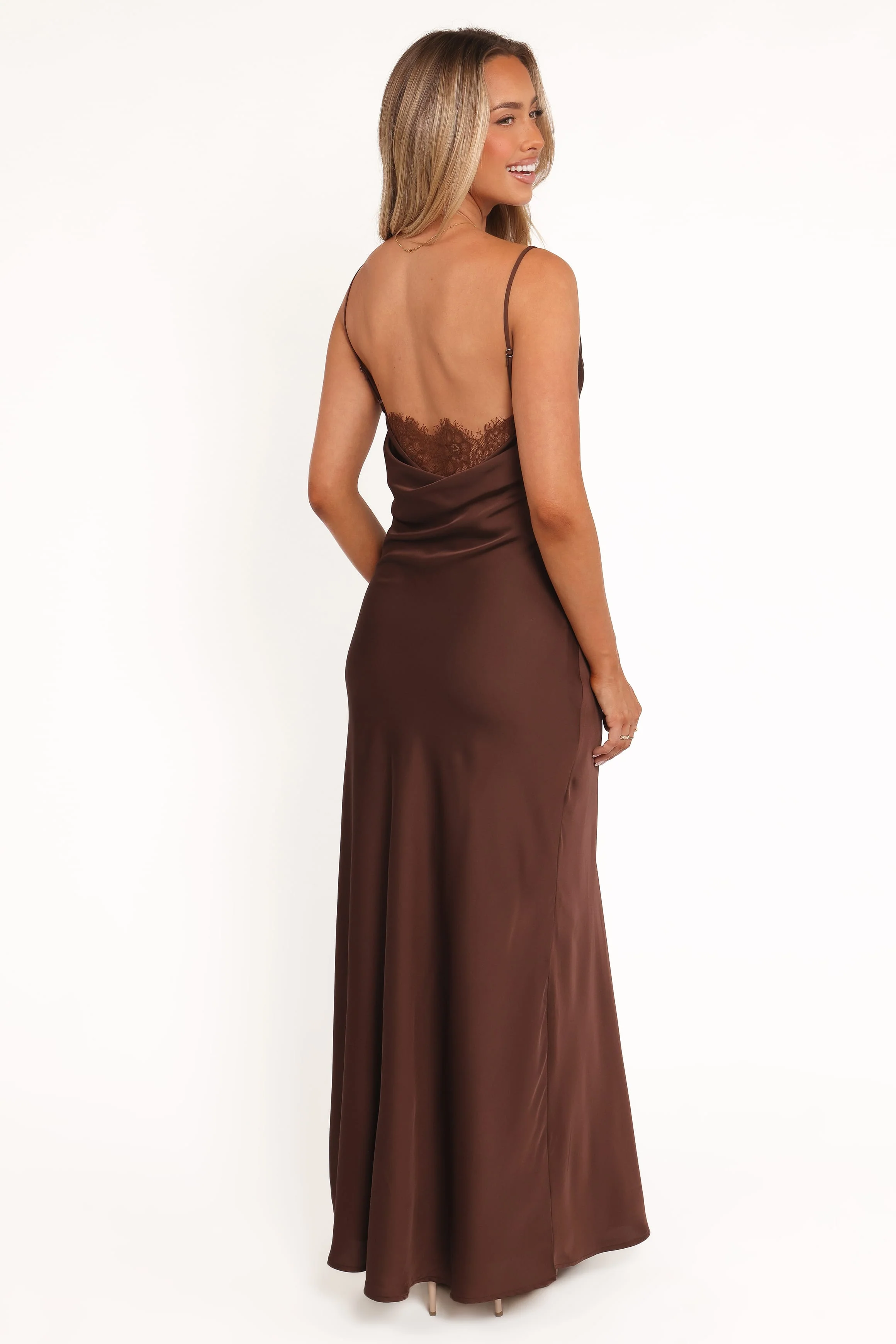 Evana Lace Maxi Dress - Brown - Image 3