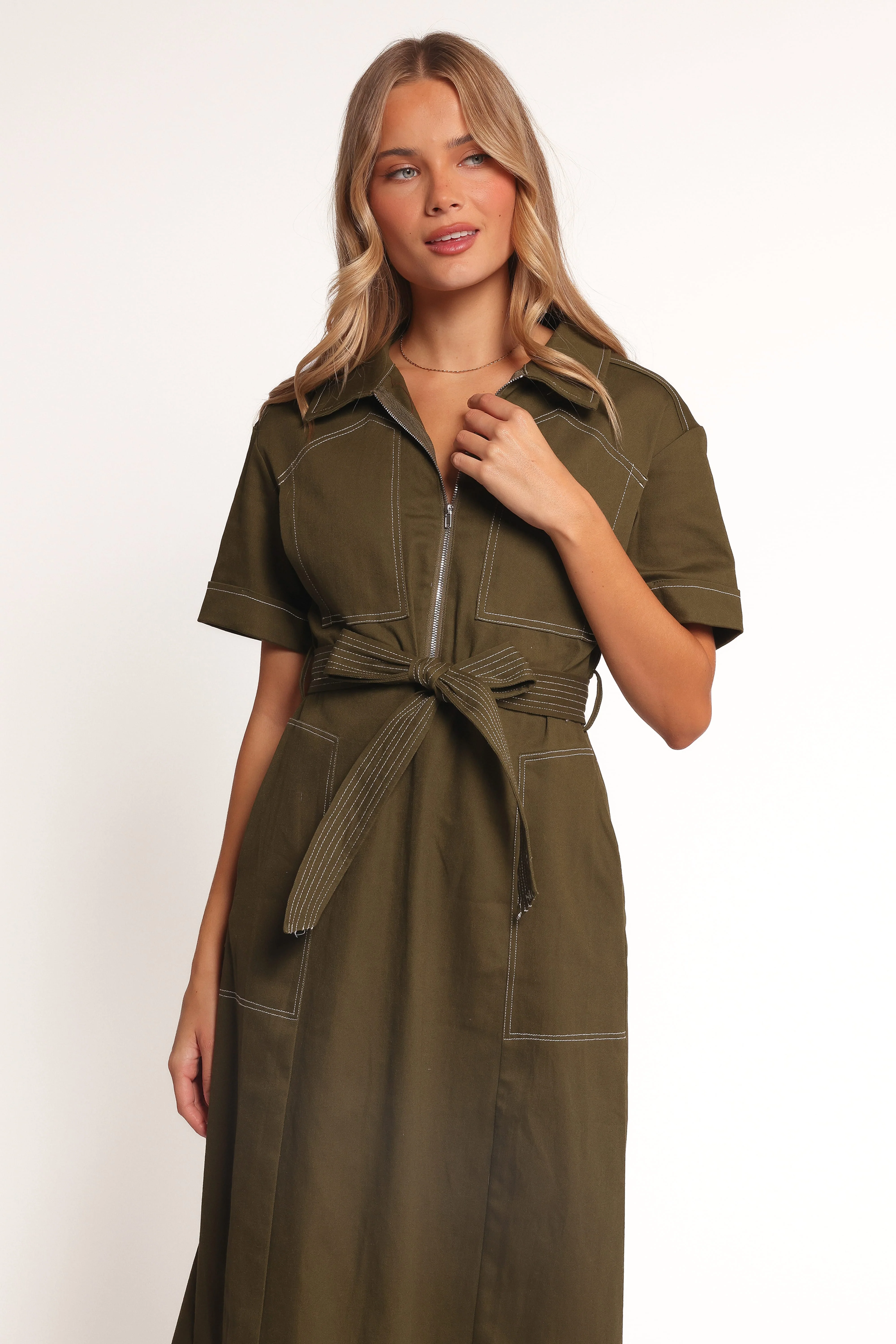 Evans Midi Dress - Olive - Image 2