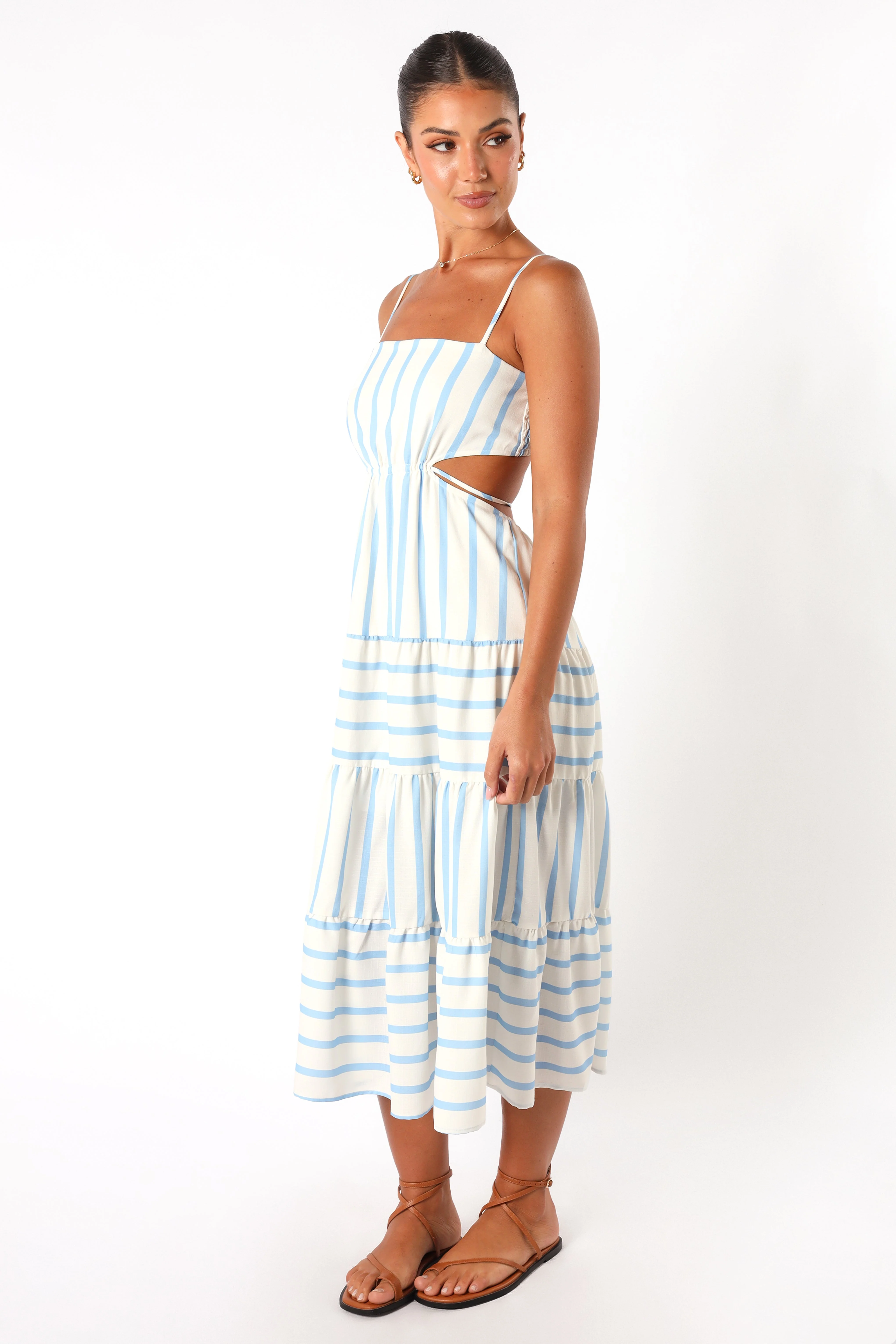 Evelin Midi Dress - Blue Stripe - Image 3