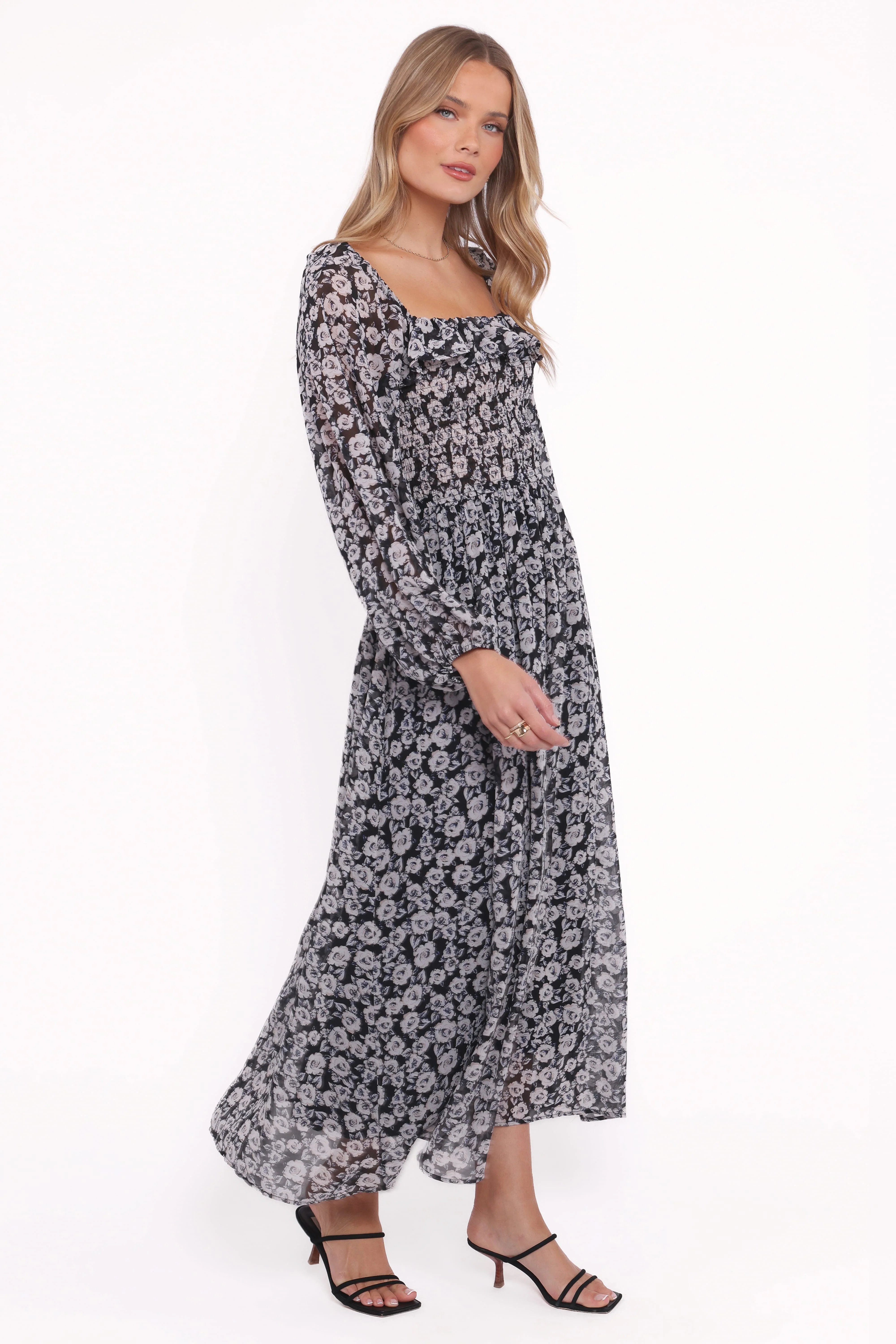 Faith Long Sleeve Maxi Dress - Black Floral - Image 3