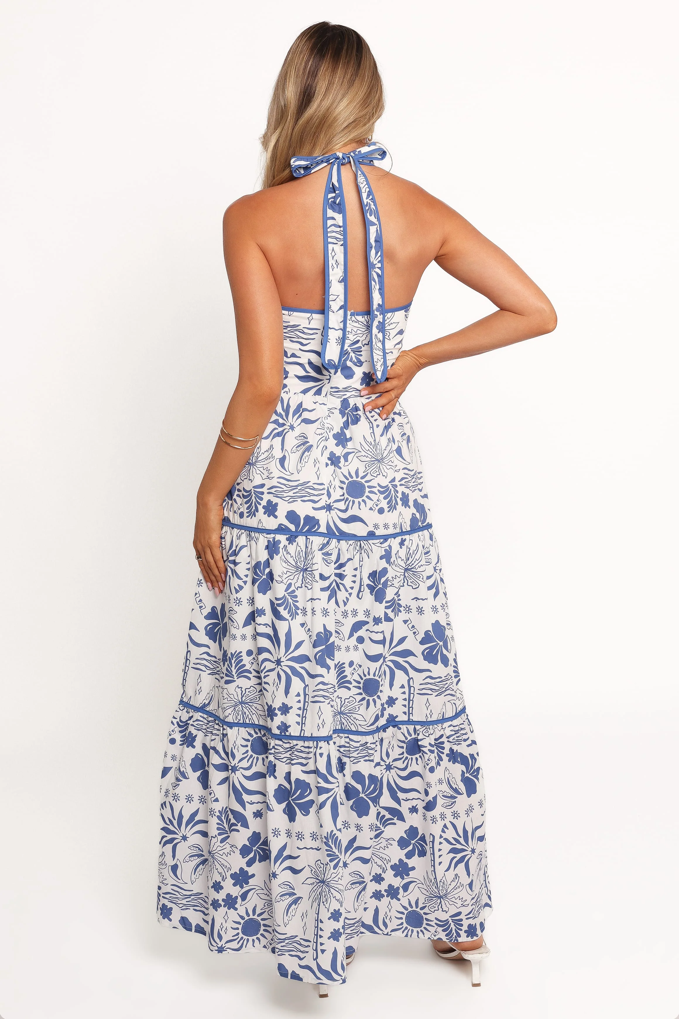 Fernanda Halterneck Maxi Dress - Blue Tropical - Image 3