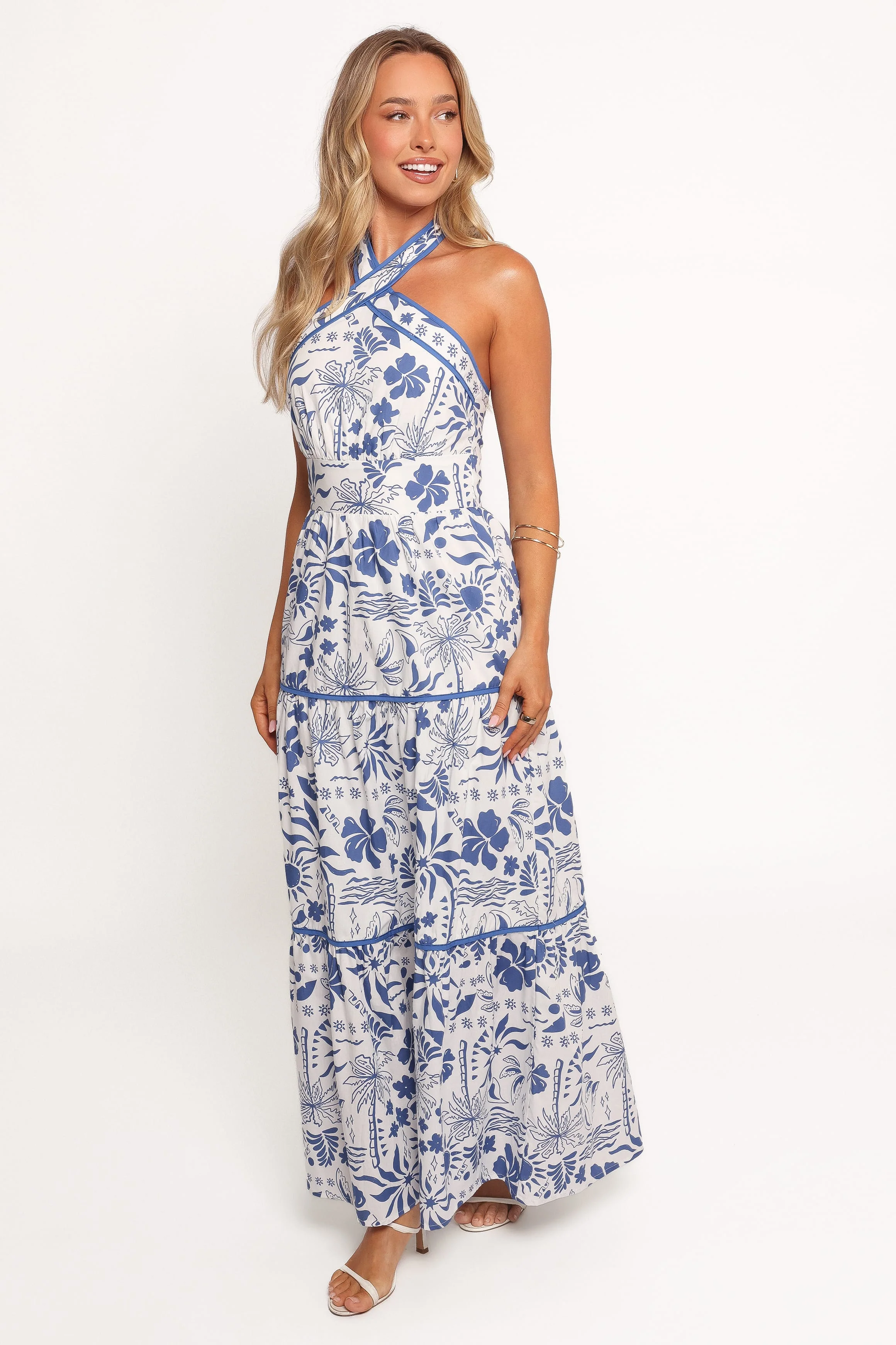 Fernanda Halterneck Maxi Dress - Blue Tropical - Image 4