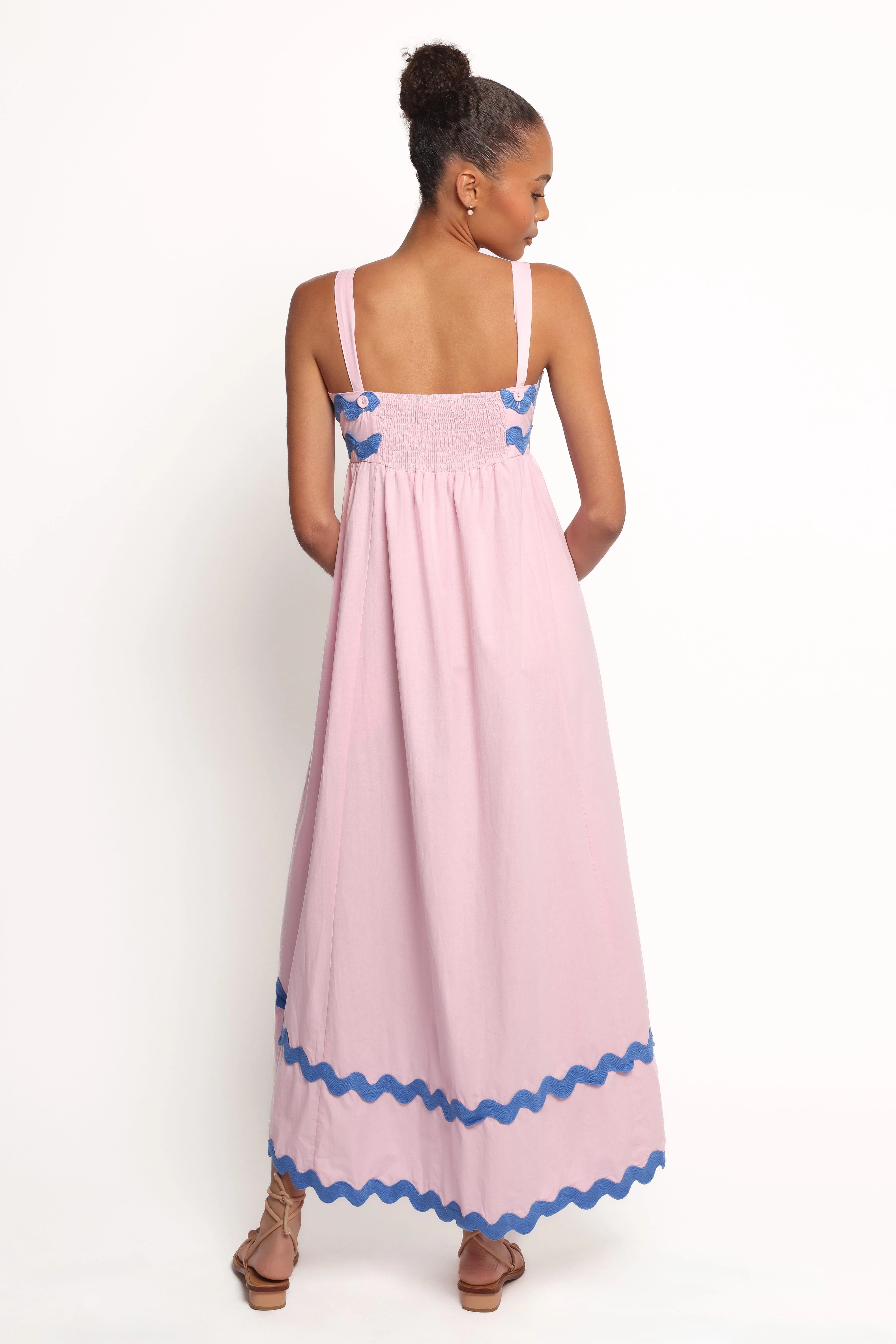 Fitzgerald Maxi Dress - Pink/Blue Trim - Image 2