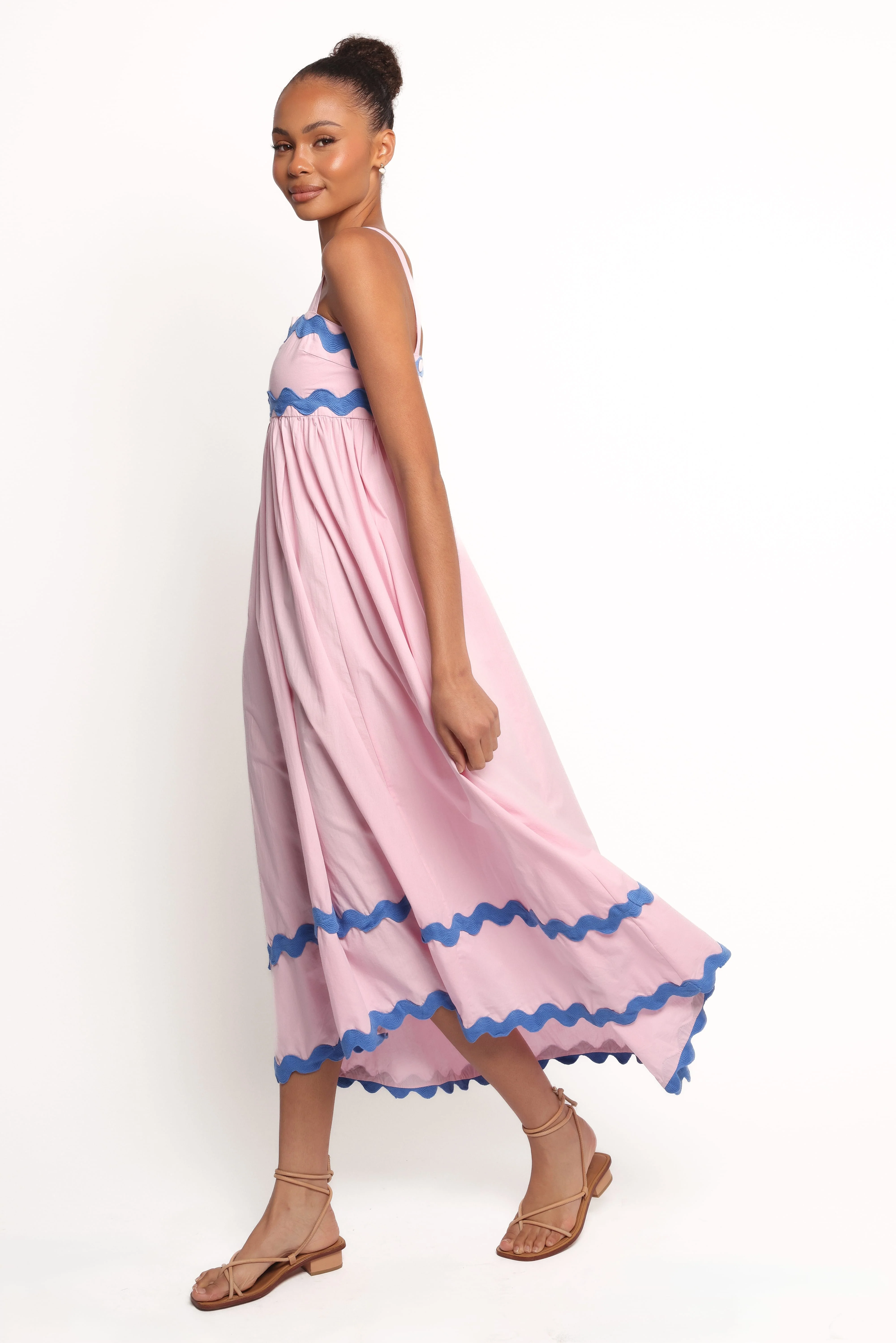Fitzgerald Maxi Dress - Pink/Blue Trim - Image 3