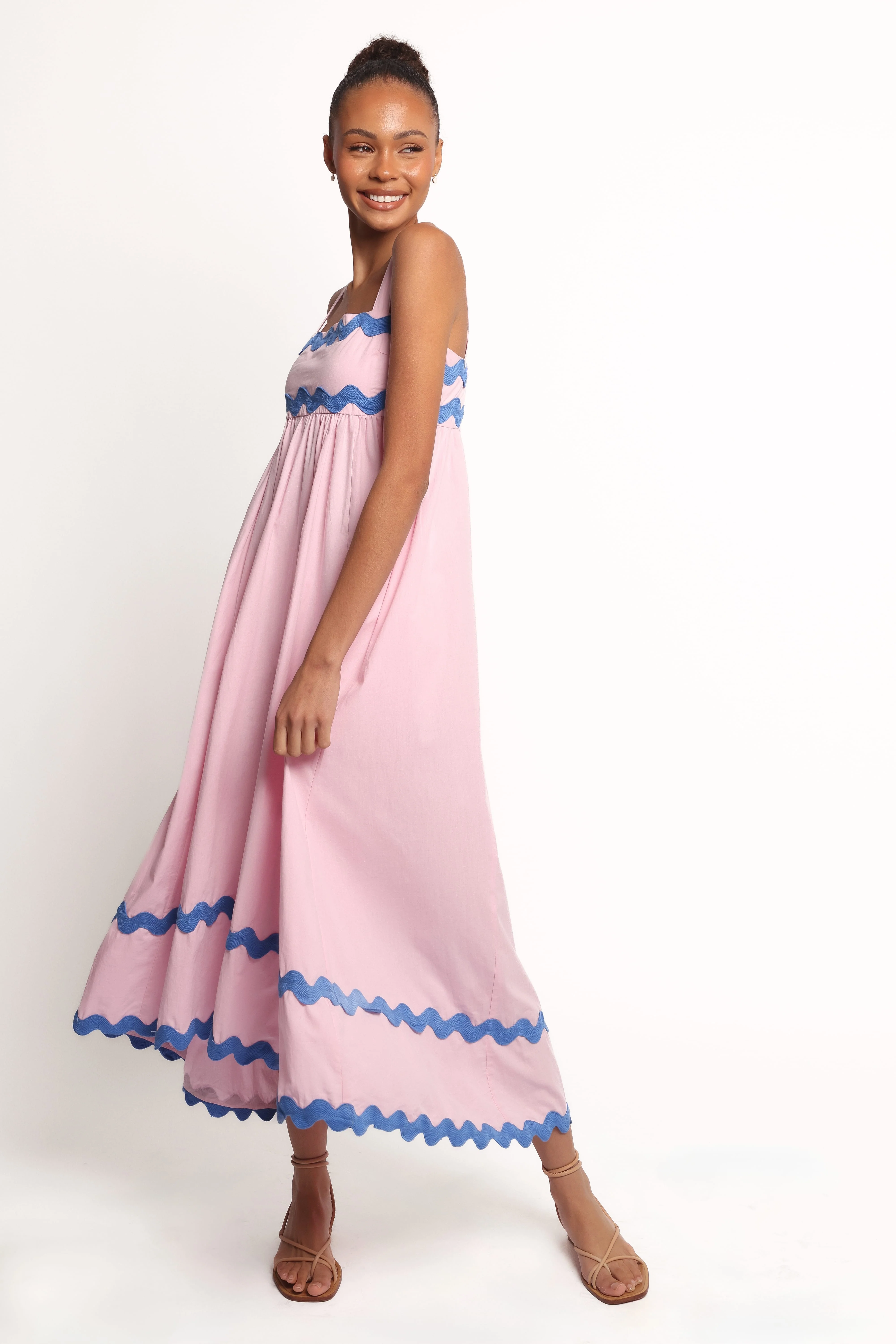 Fitzgerald Maxi Dress - Pink/Blue Trim - Image 4