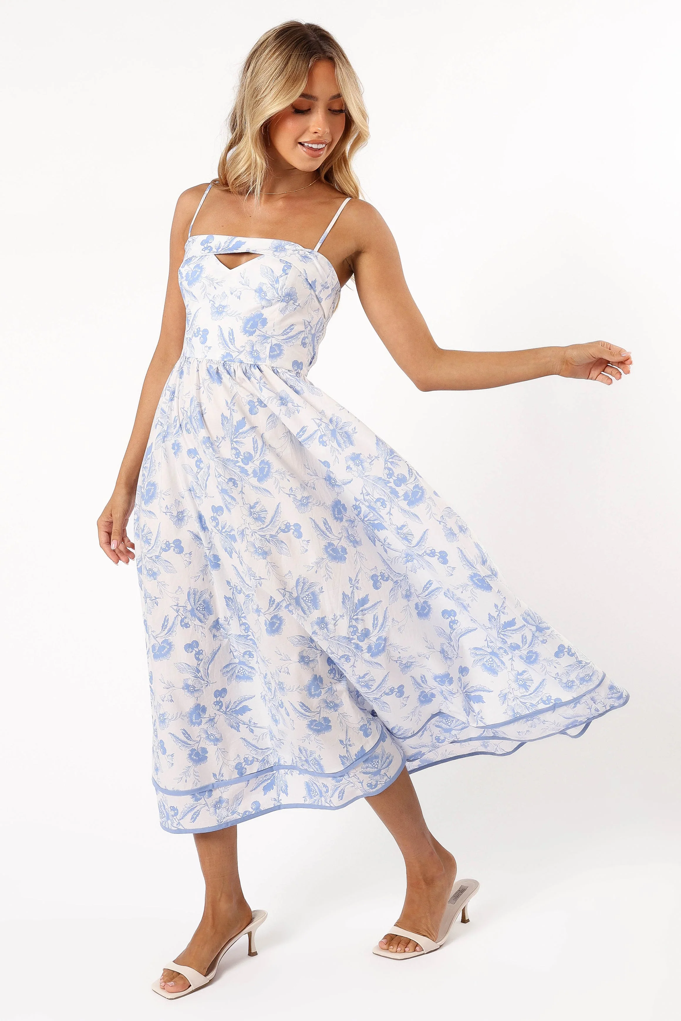 Flora Midi Dress - Blue Floral - Image 3