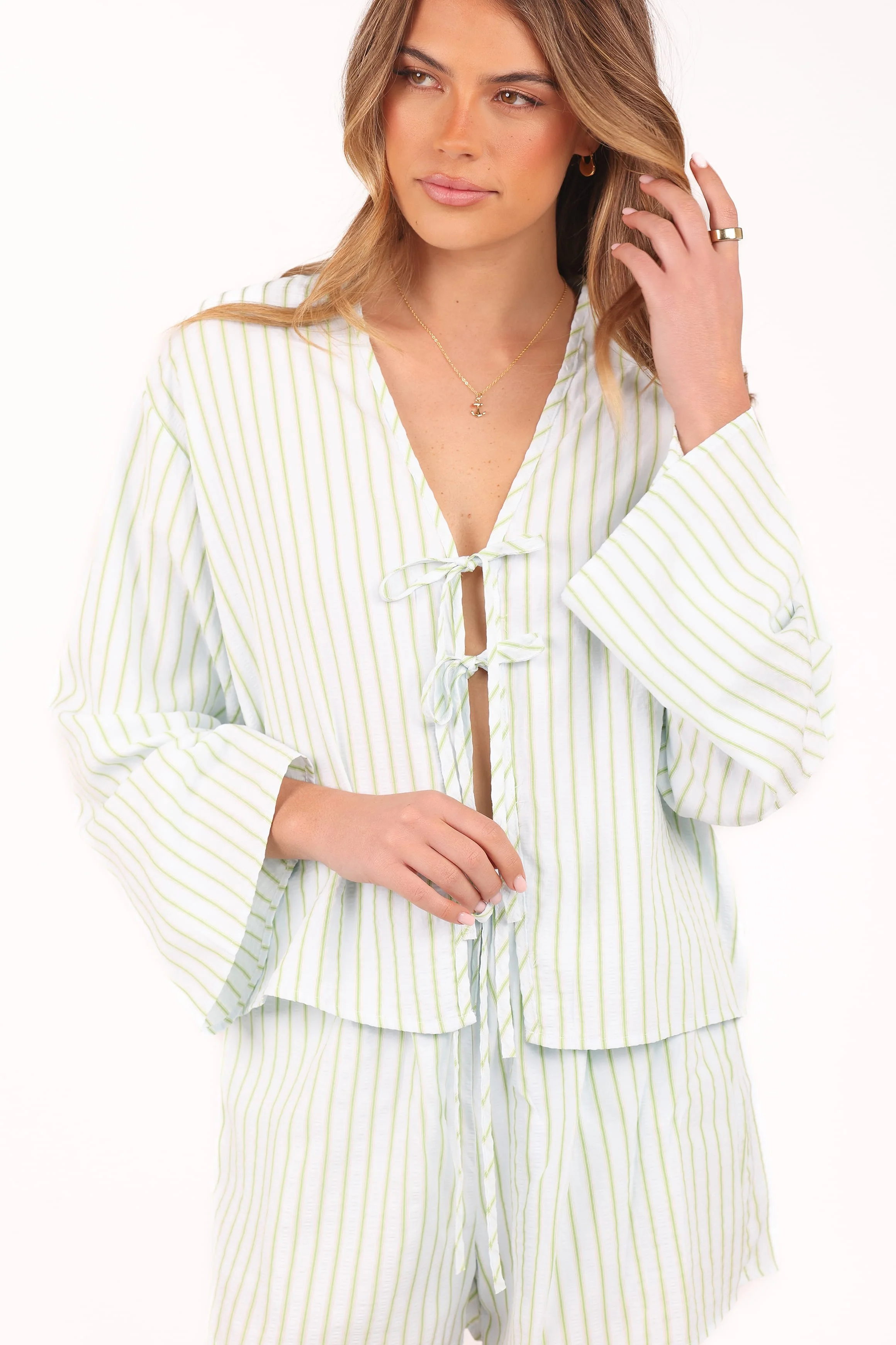 Flynn Short Set - Green Blue Stripe - Image 3