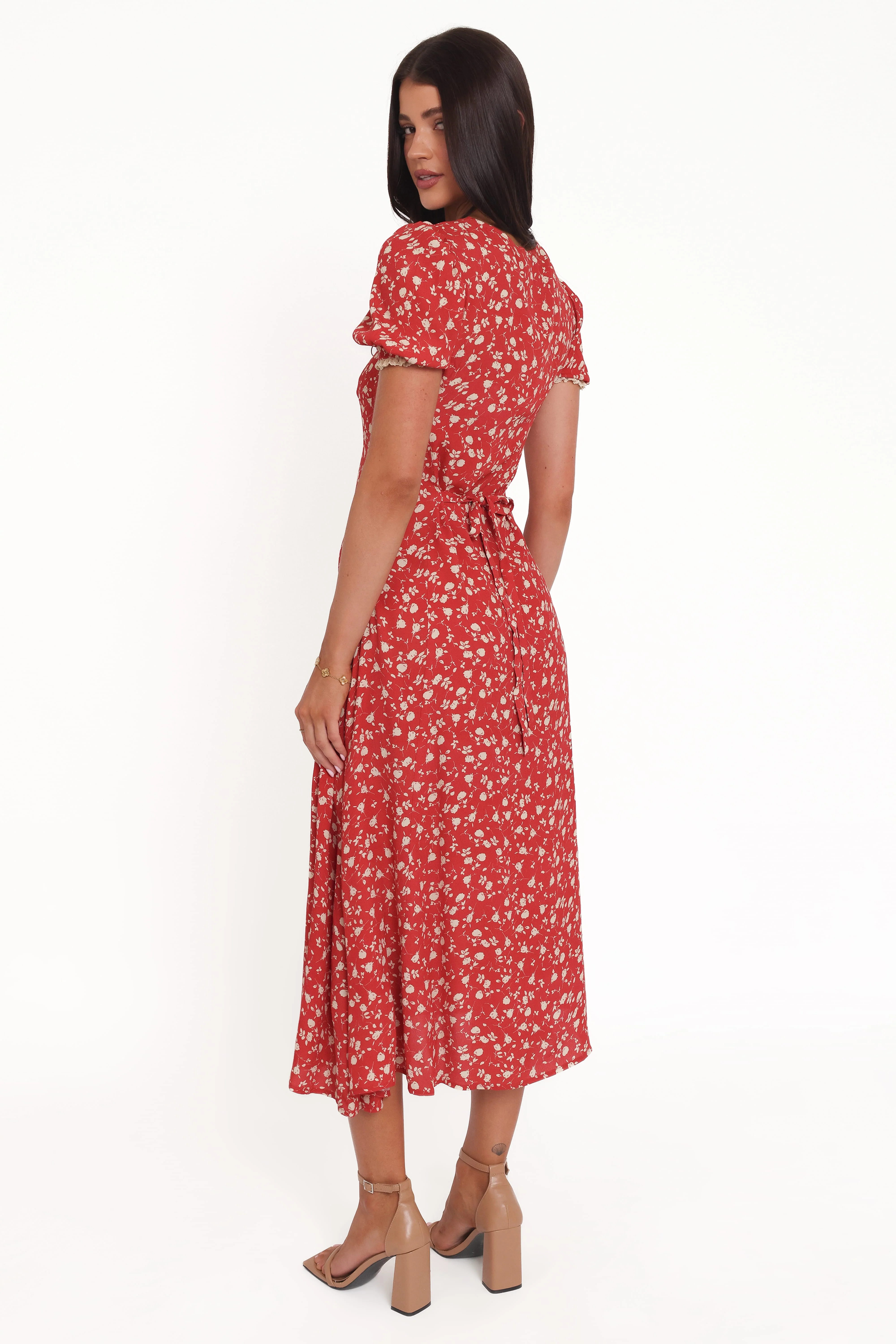 Francine Lace Midi Dress - Red Floral - Image 5