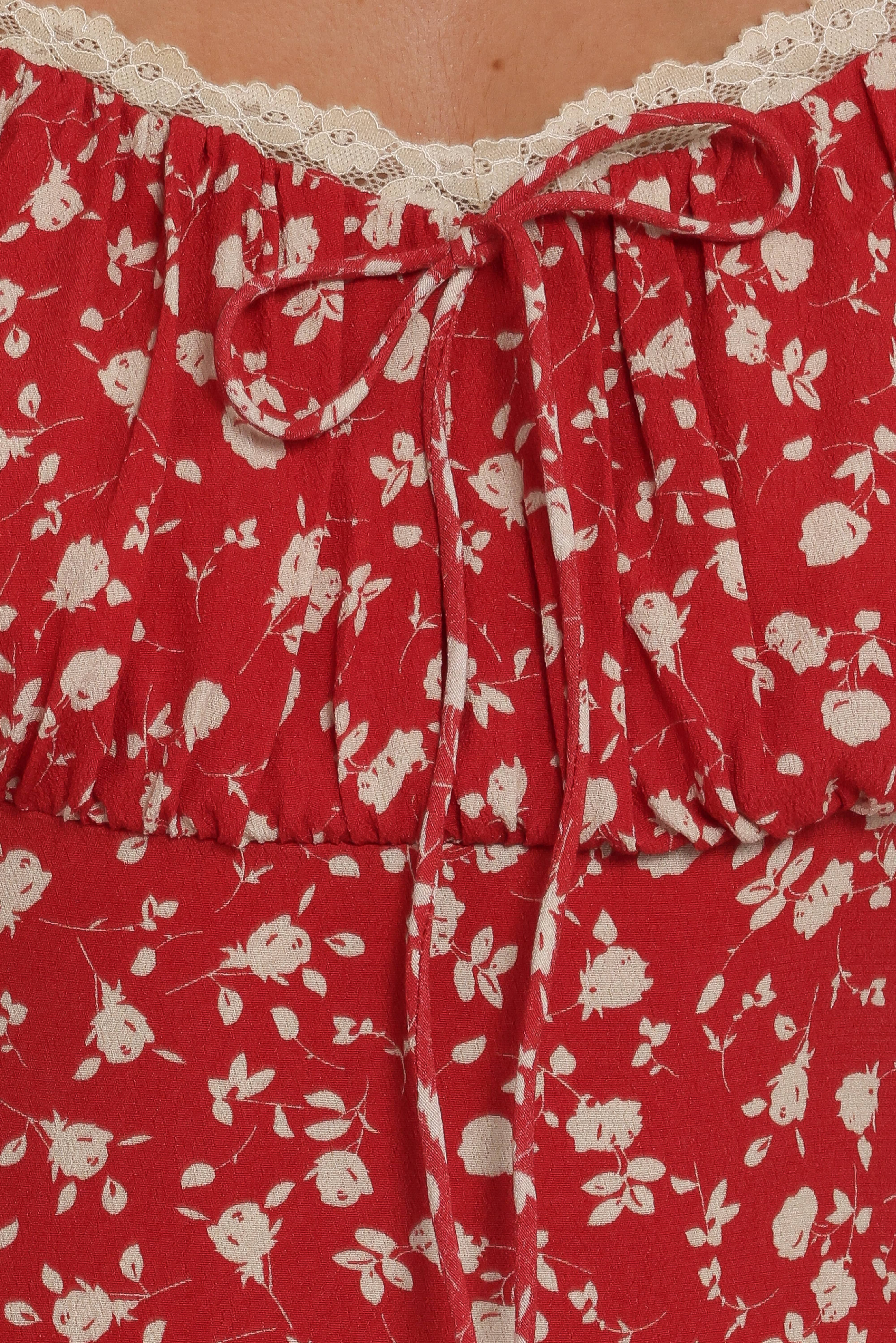Francine Lace Midi Dress - Red Floral - Image 6
