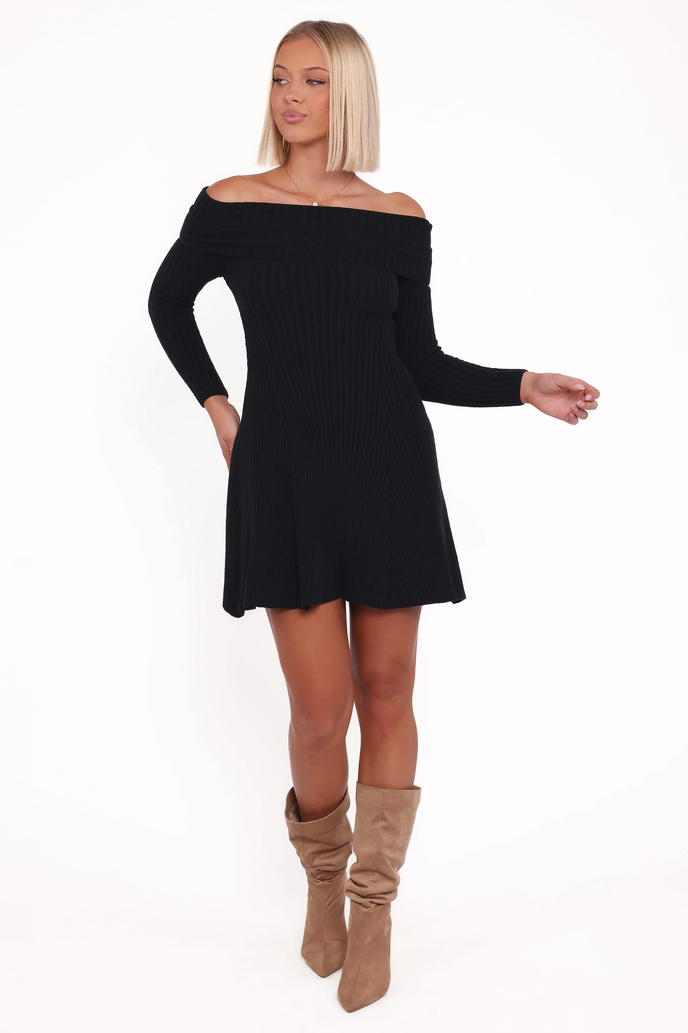 Francisco Long Sleeve Mini Dress - Black - Image 5