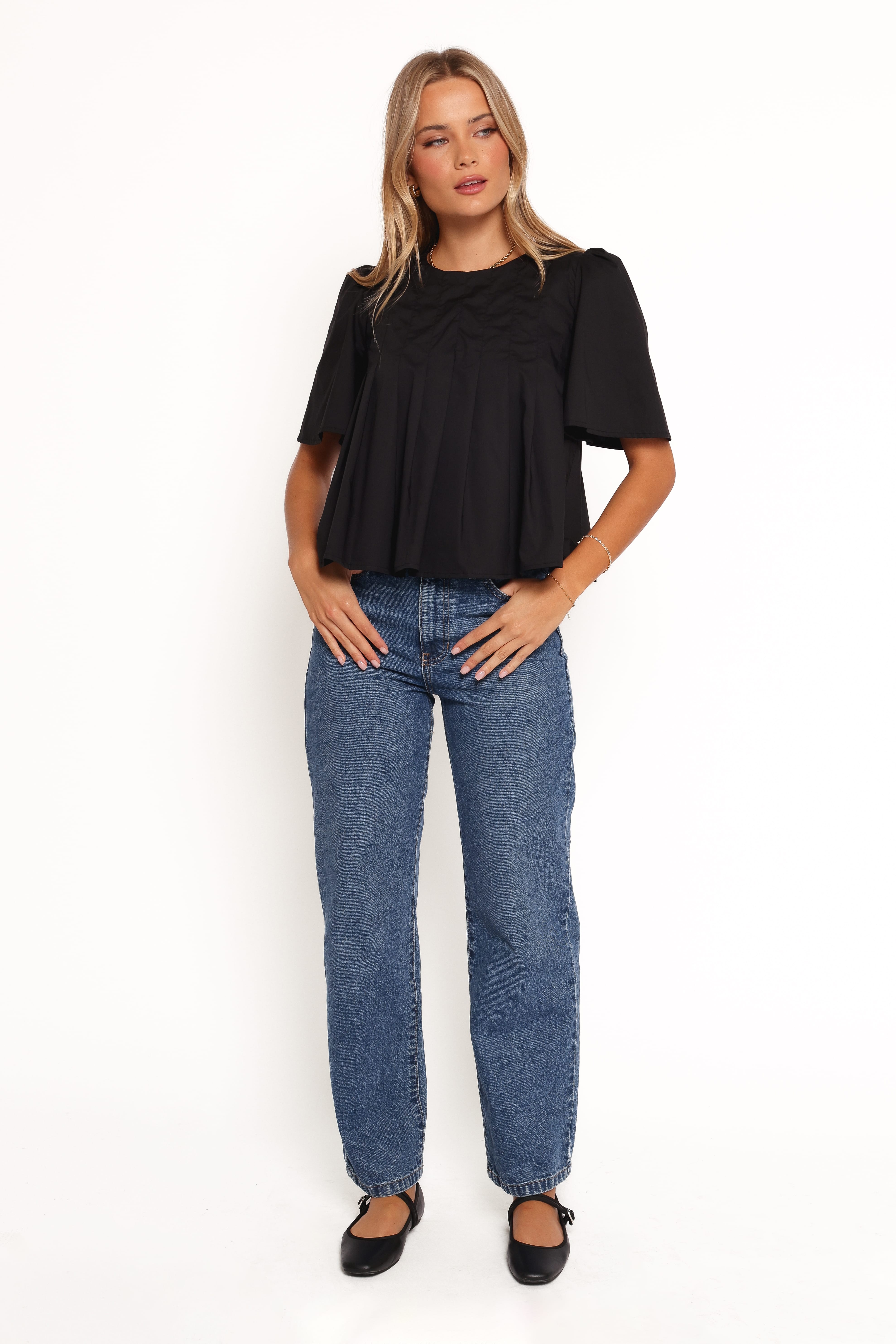 Geneva Pleated Top - Black - Image 4