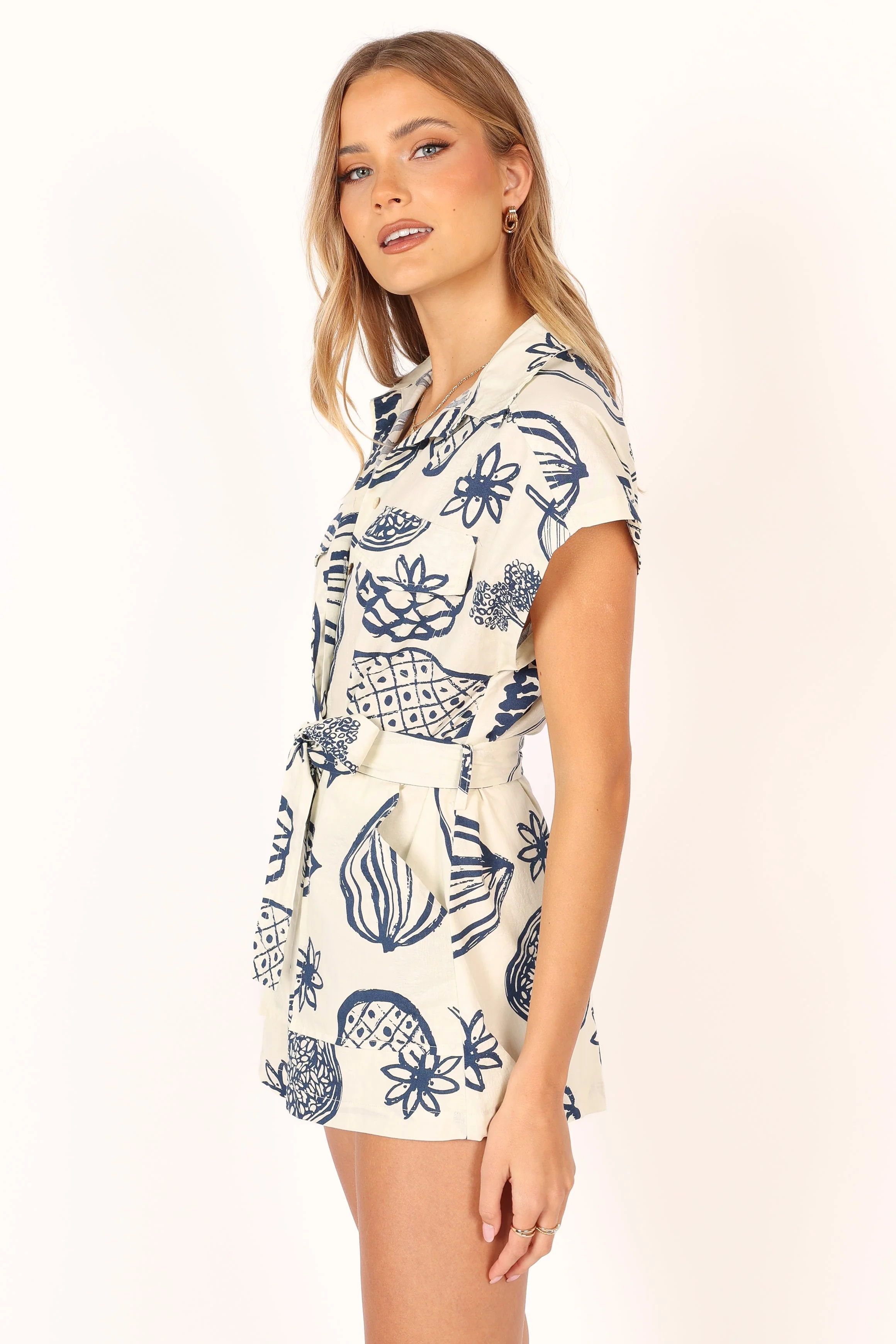 Georgina Tie Waist Playsuit - Navy - Image 9