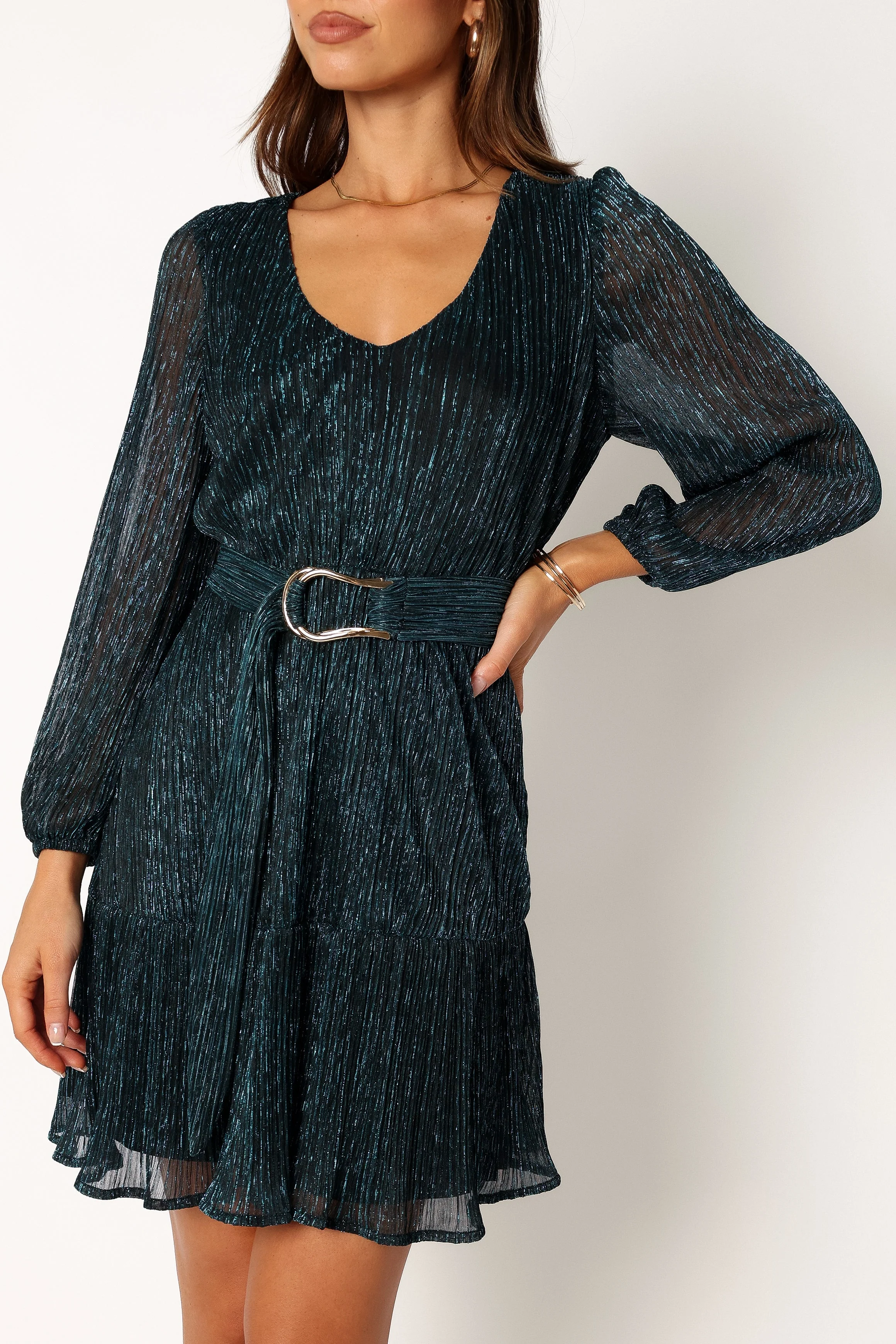Glimmer Long Sleeve Mini Dress - Blue - Image 6