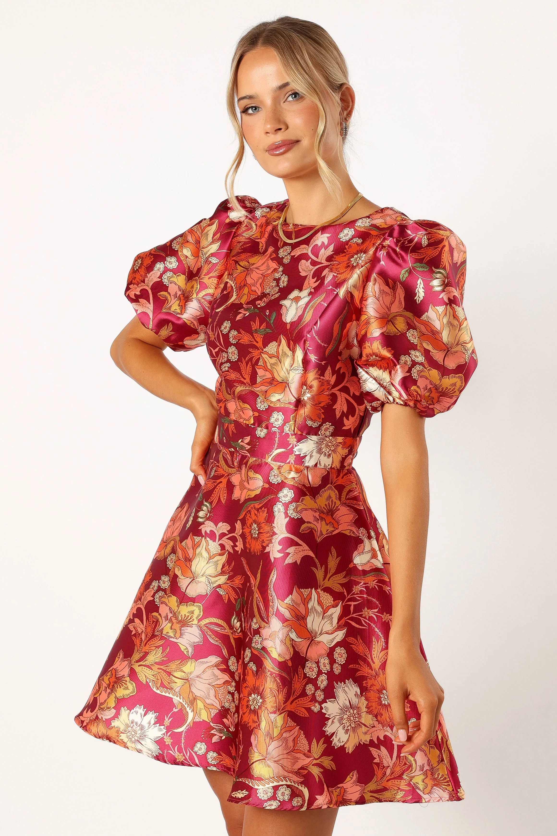 Grea Long Sleeve Mini Dress - Ruby Floral - Image 2