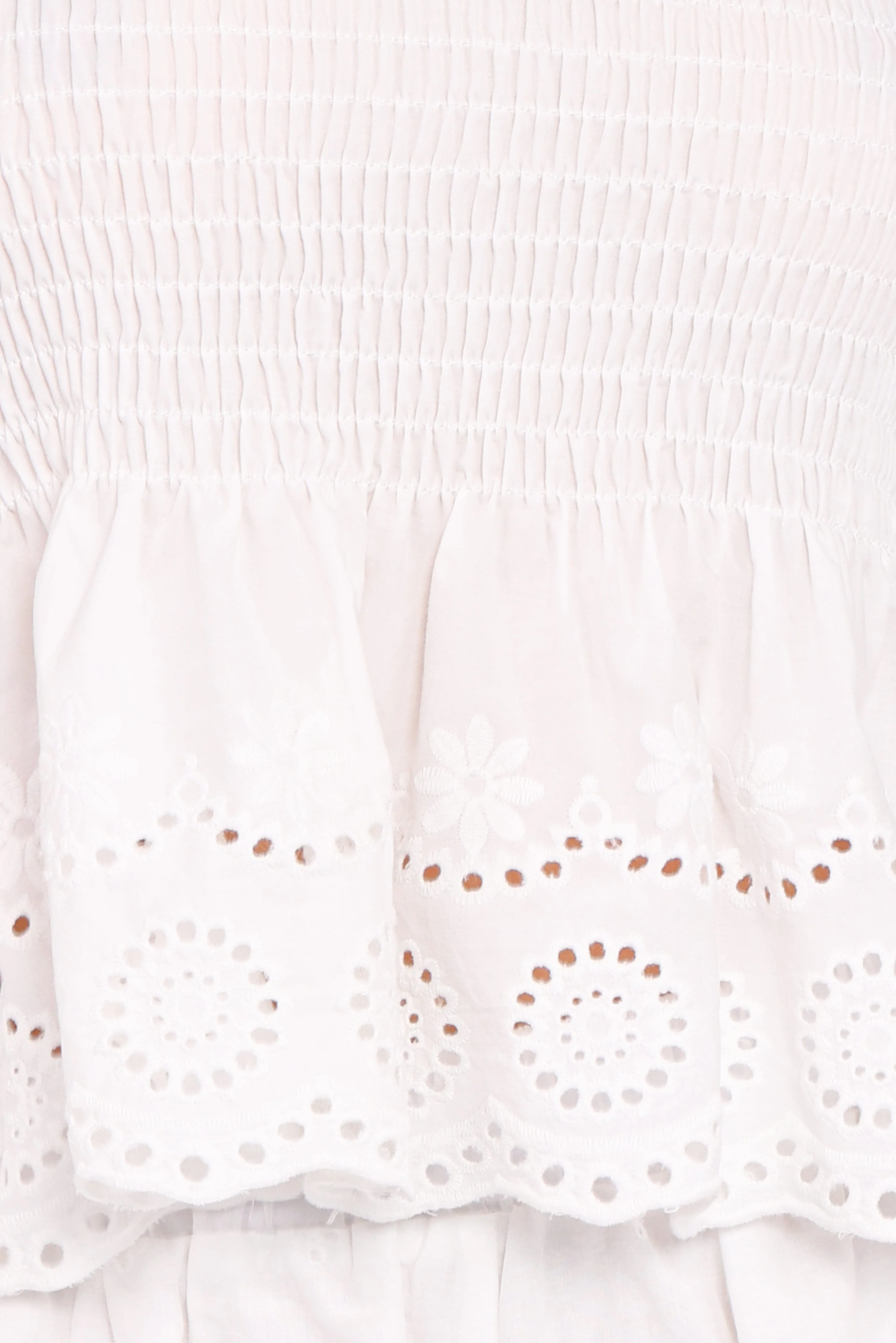 Gretal Smocked Eyelet Top - White - Image 8