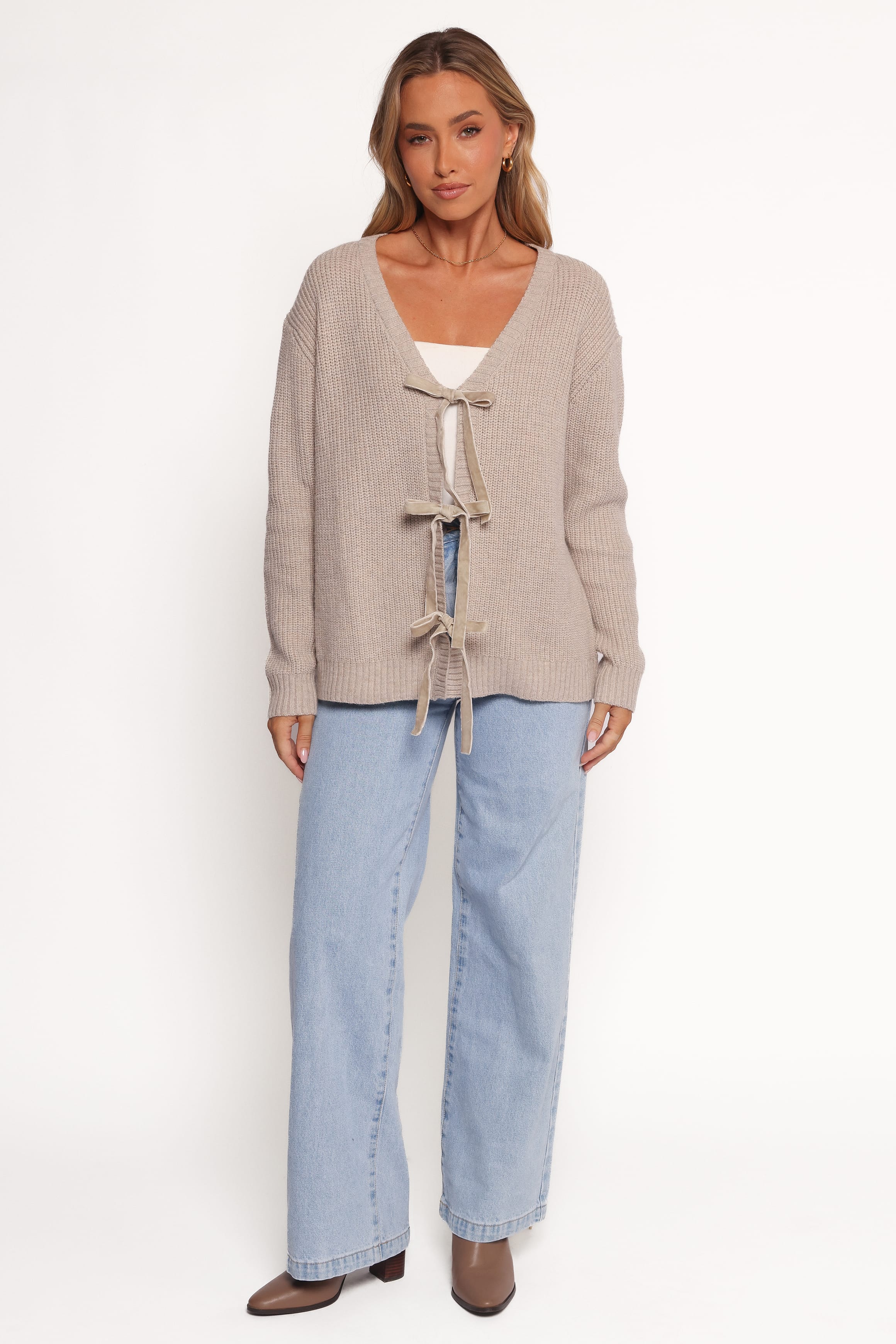 Hammond Tie Up Cardigan - Taupe - Image 6