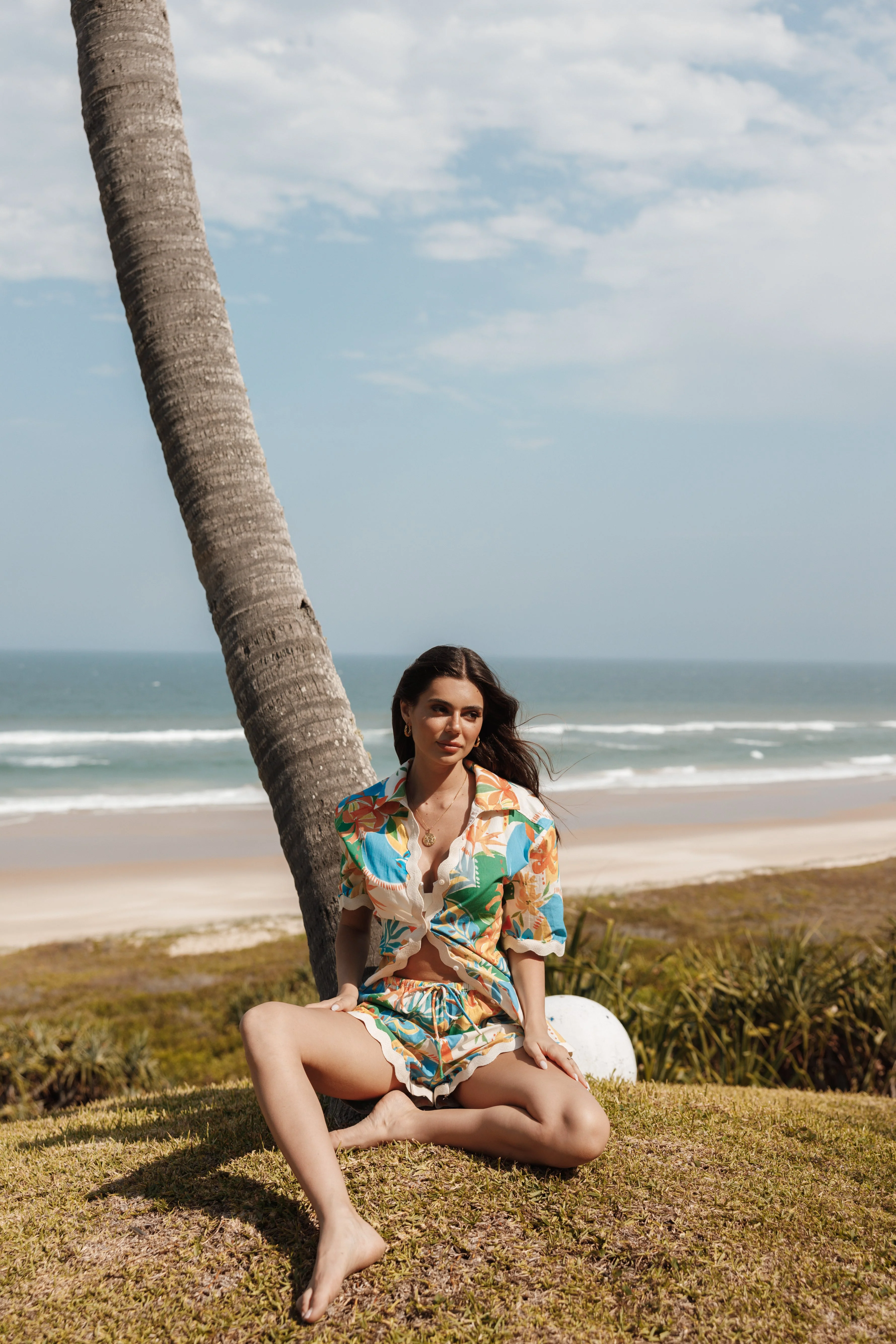 Harriet Button Down Top - Malta Print