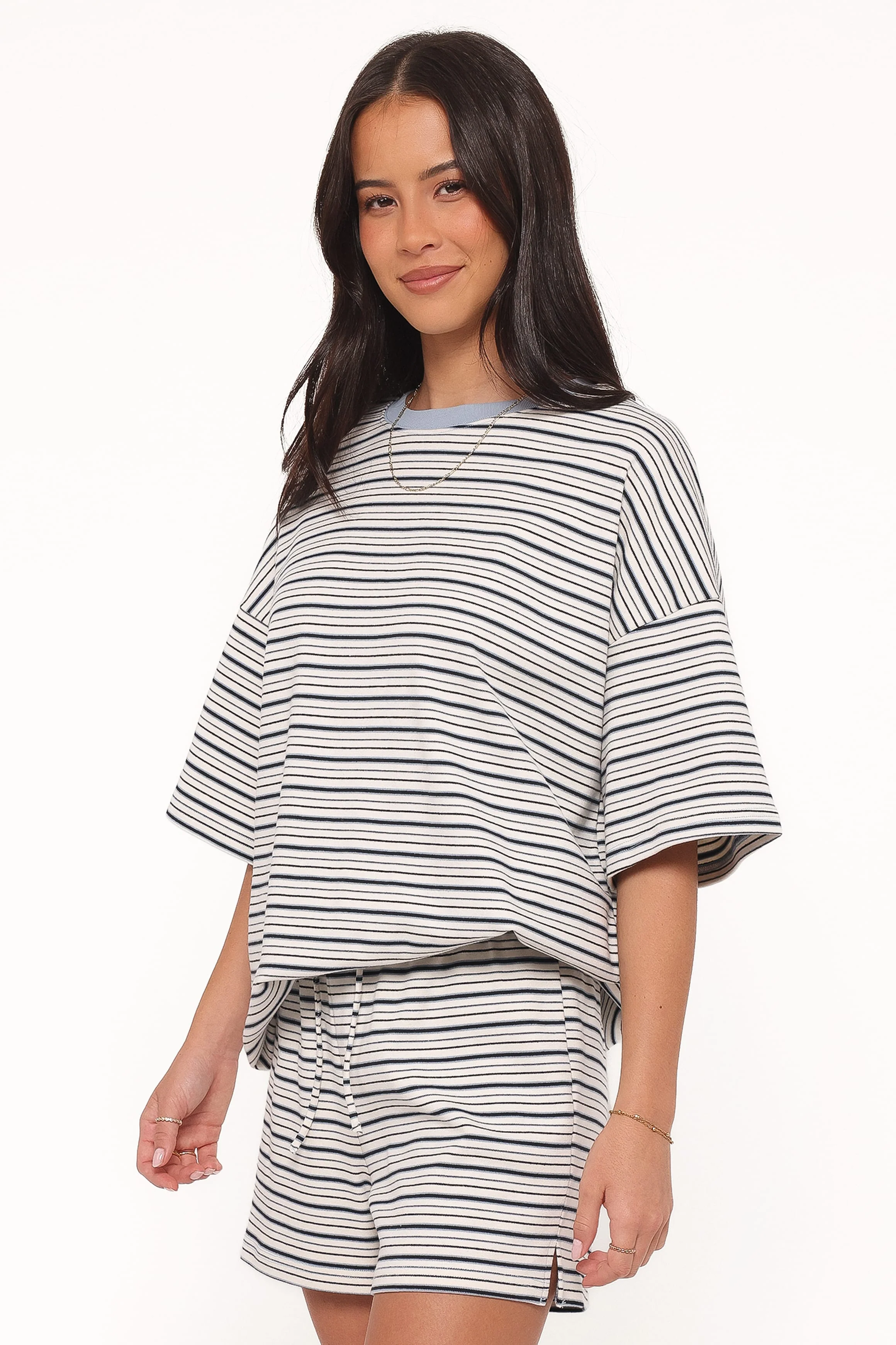 Hellen Stripe Short Set - Blue/Cream Stripe - Image 4