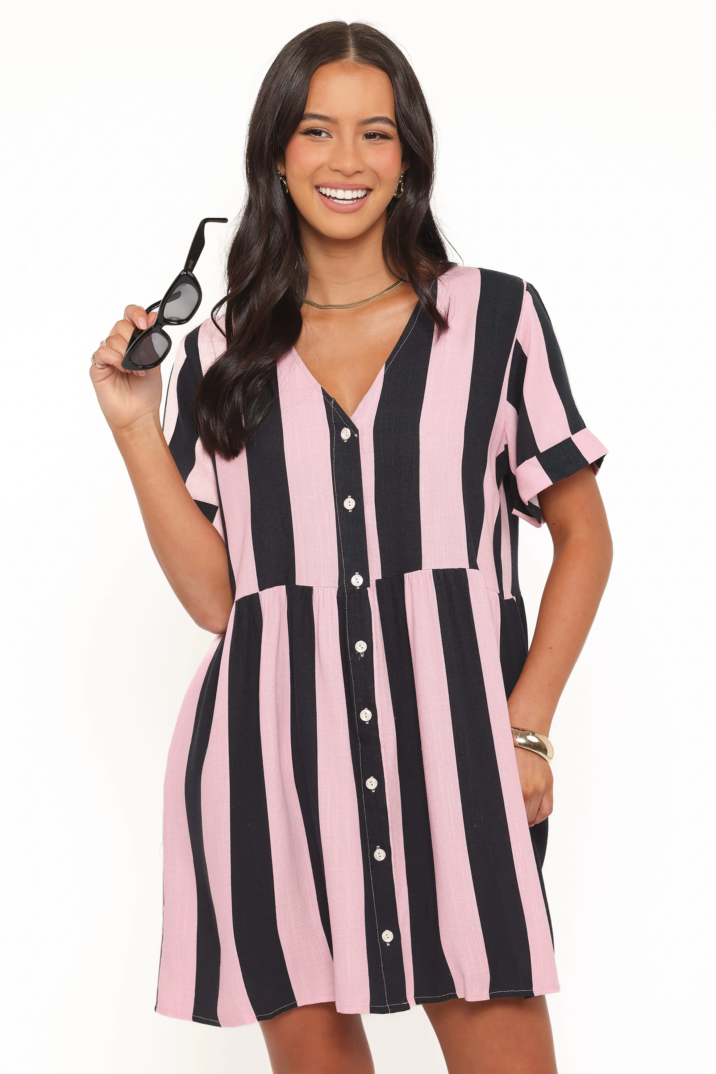 Heron Mini Dress - Pink Stripe