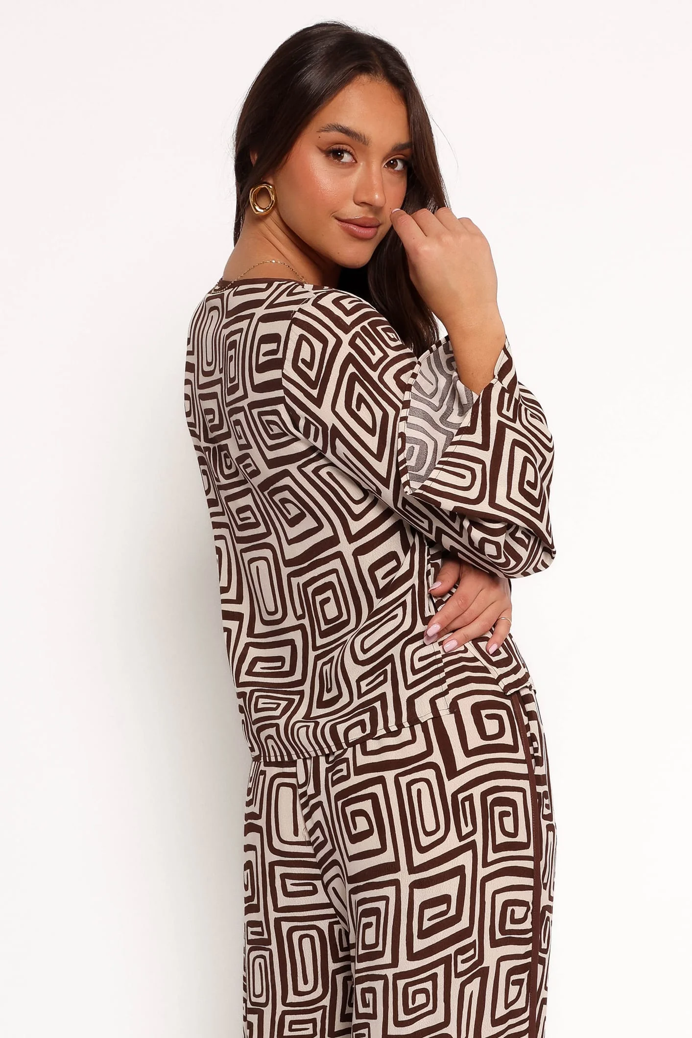 Imogen Top - Chocolate Brown Print - Image 7