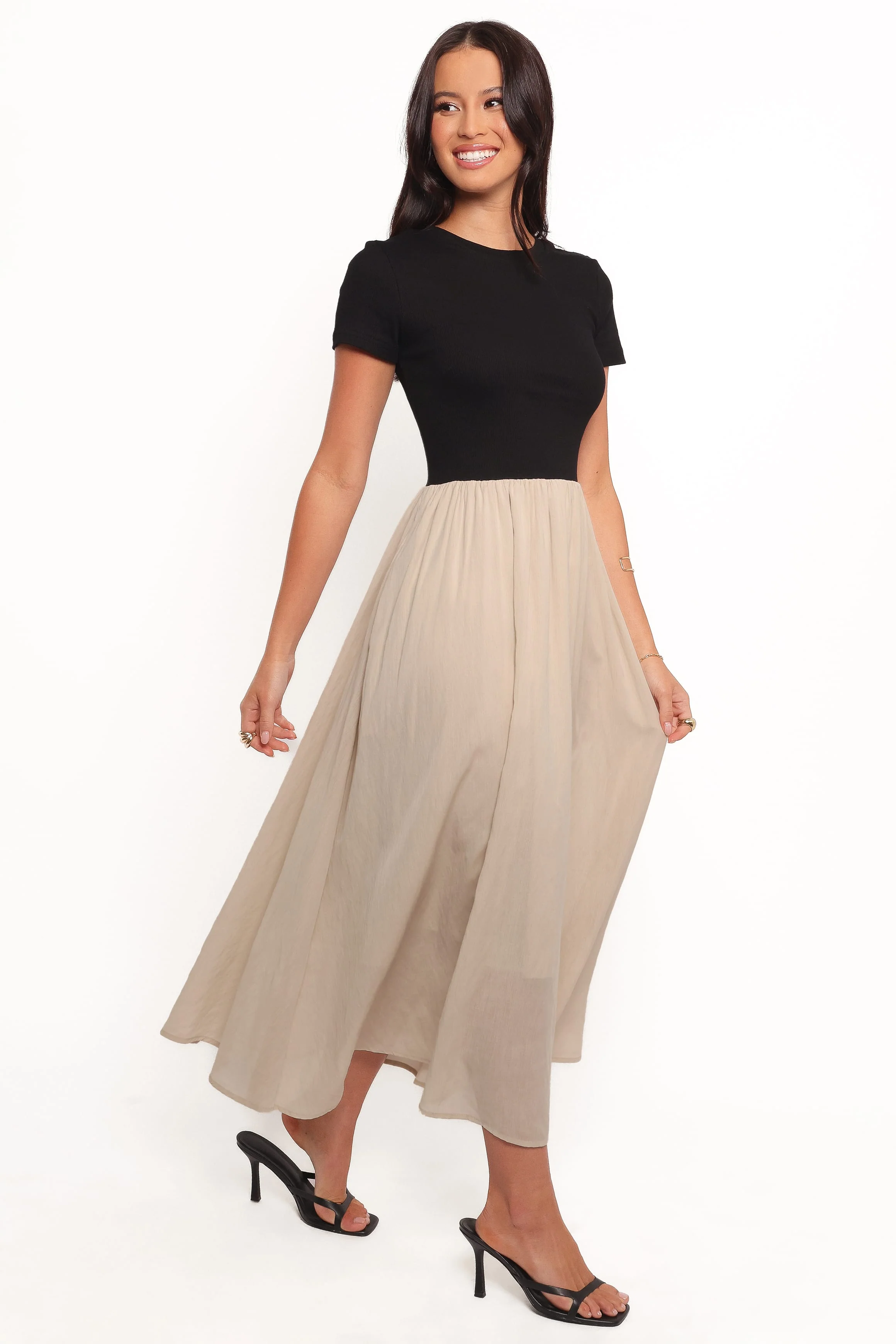 Isolde Midi Dress - Black/Beige - Image 5
