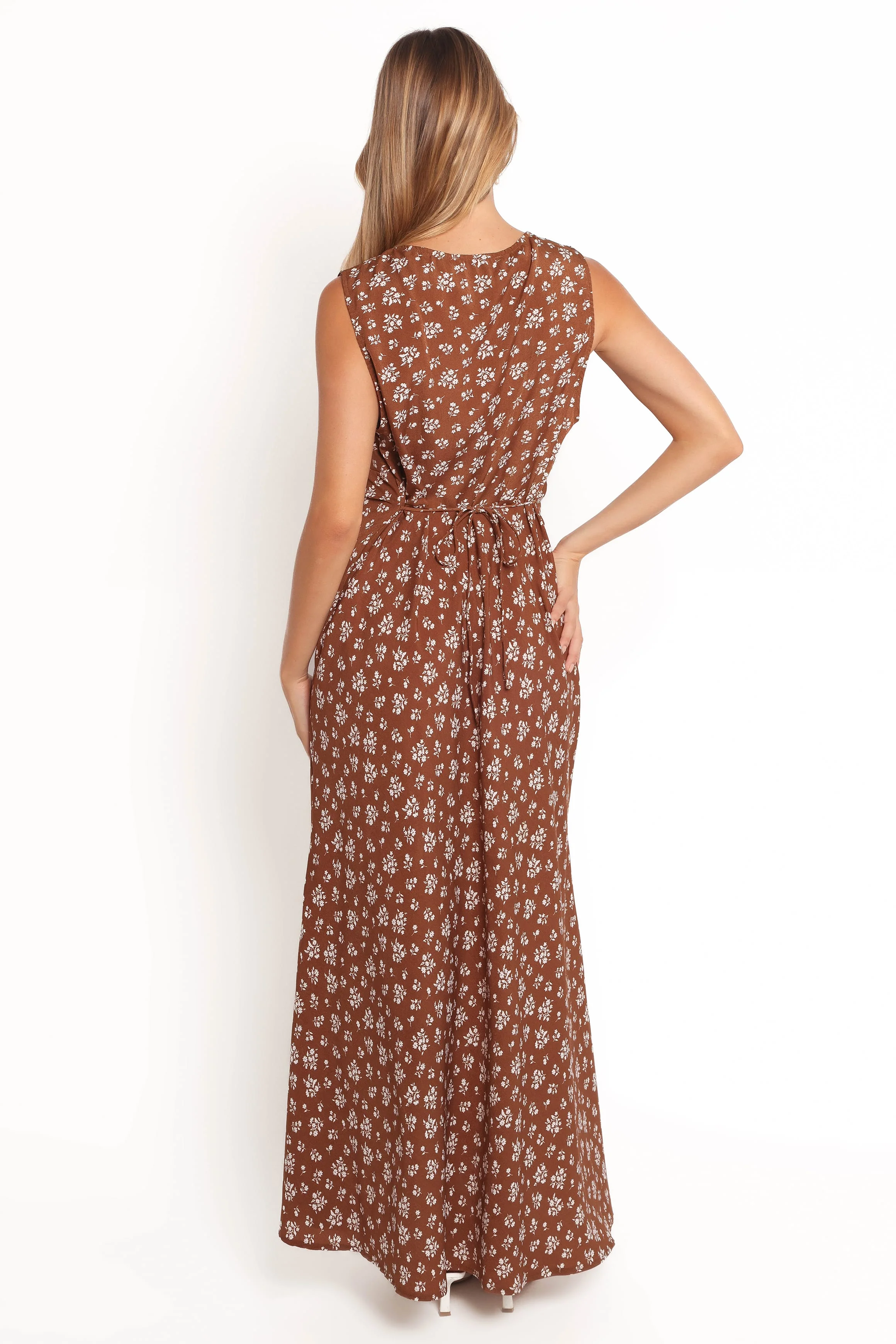 Jackson Maxi Dress - Brown Ditsy Floral - Image 6