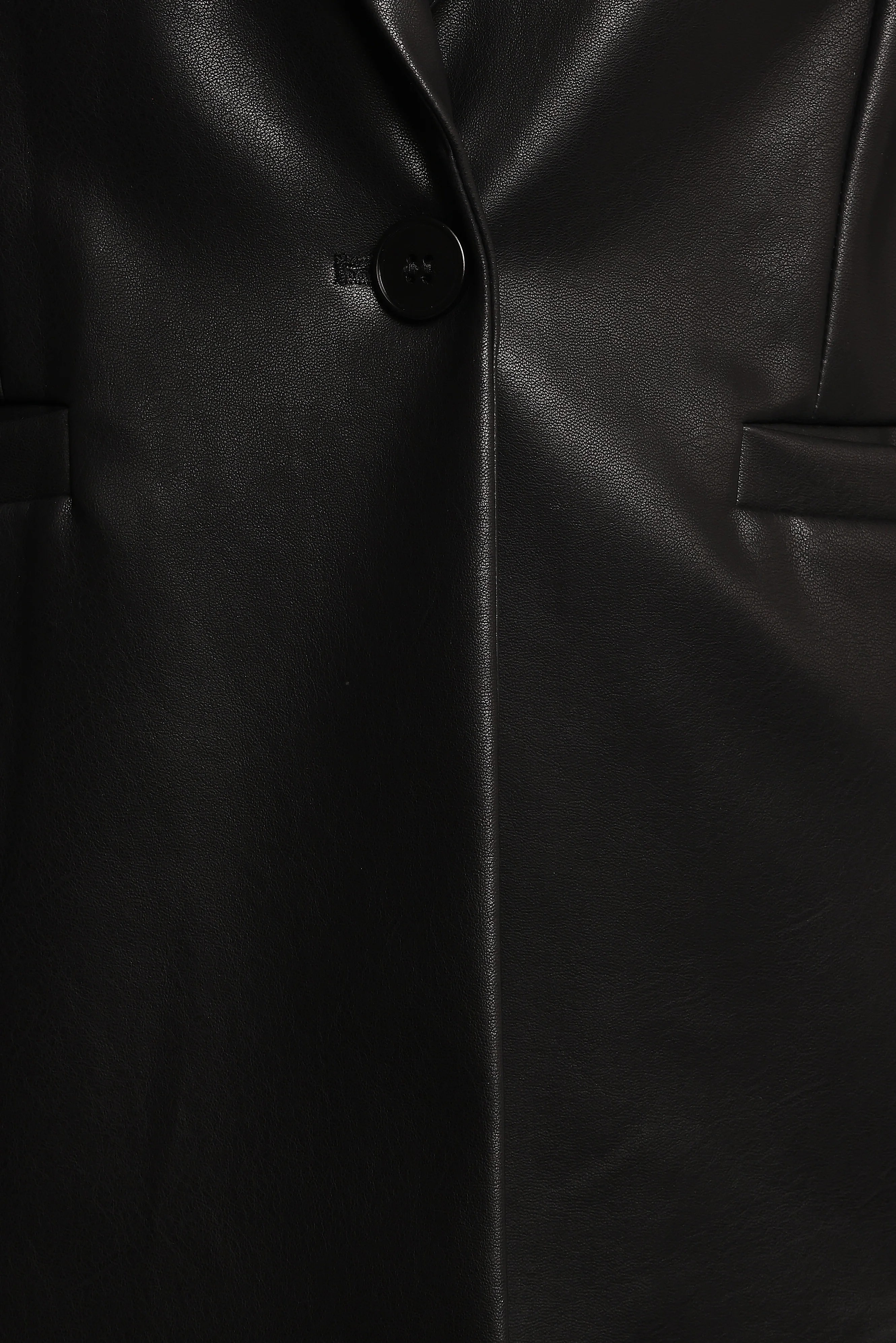 Jamie Faux Leather Blazer - Black - Image 8