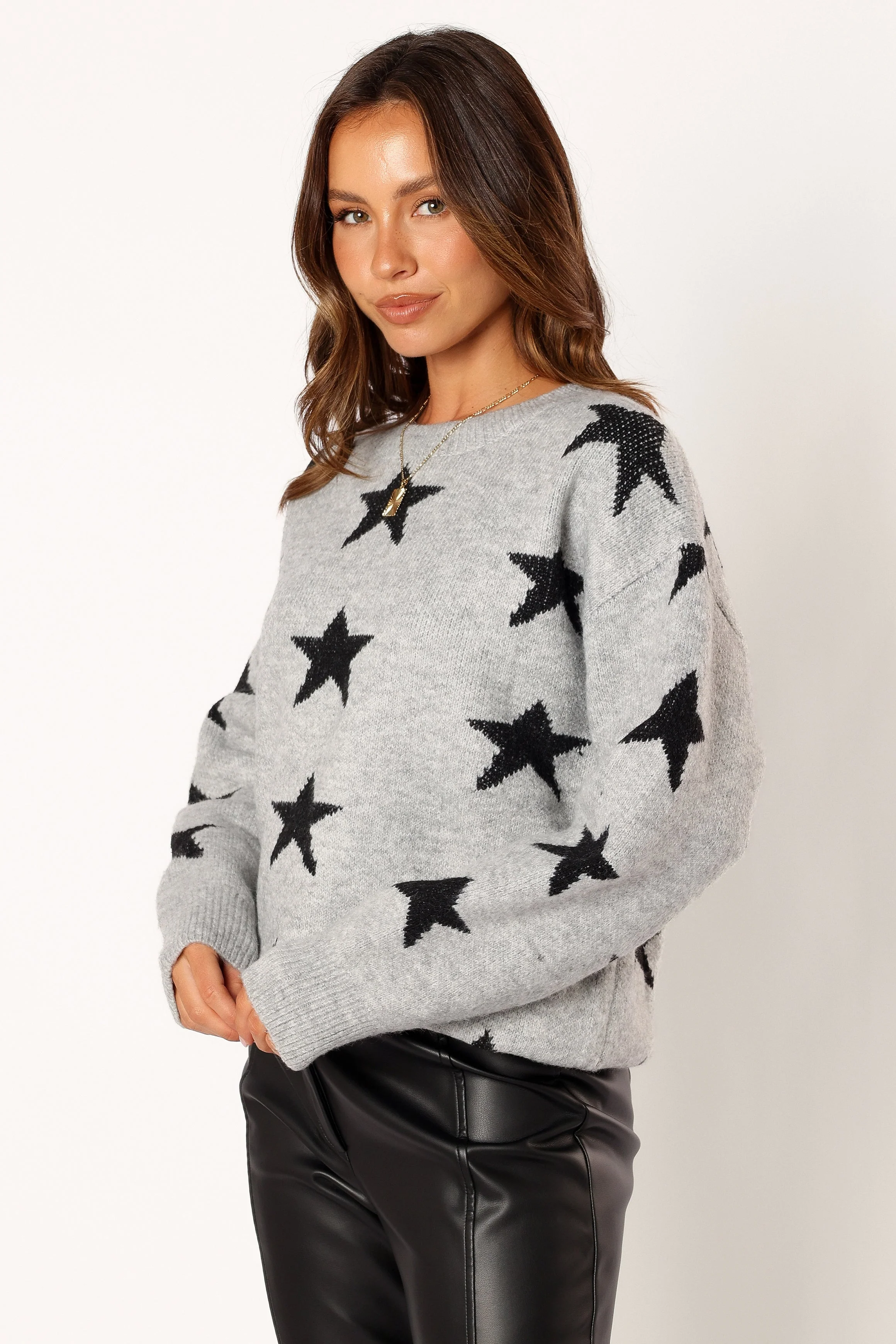 Janiyah Star Knit Sweater - Grey Black - Image 2