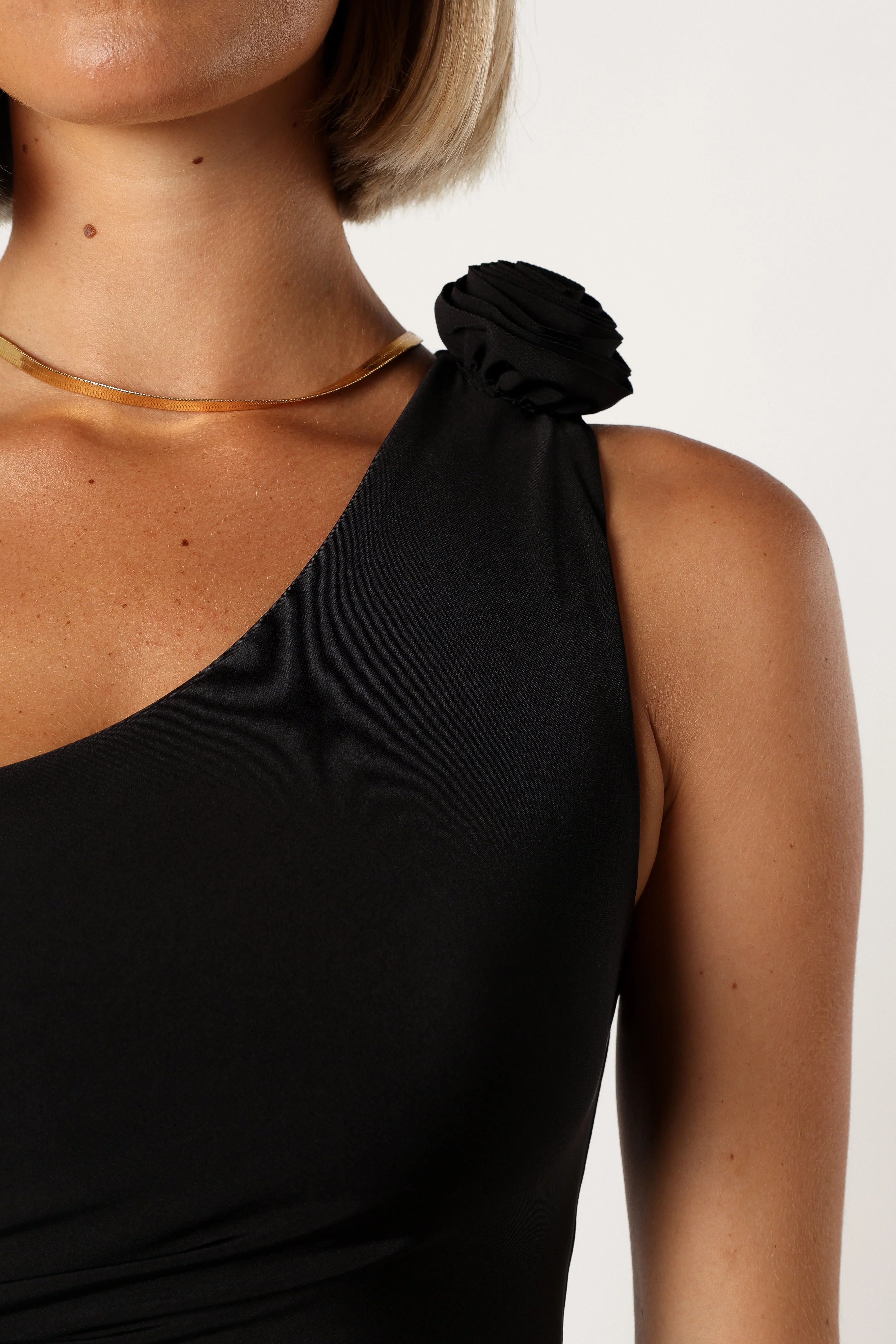 Javier One Shoulder Midi Dress - Black - Image 7