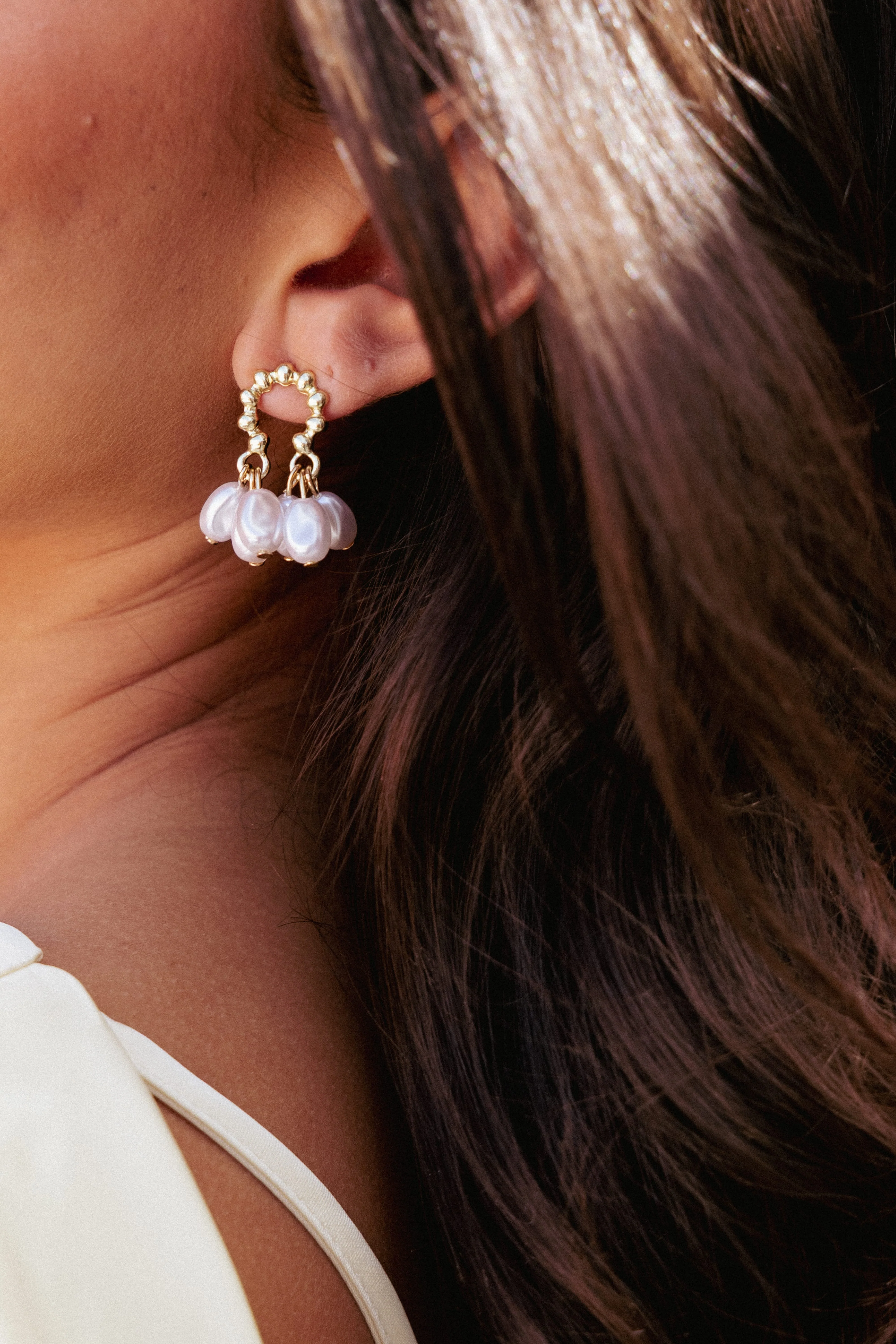 Jemima Earrings - Gold Pearl - Image 4