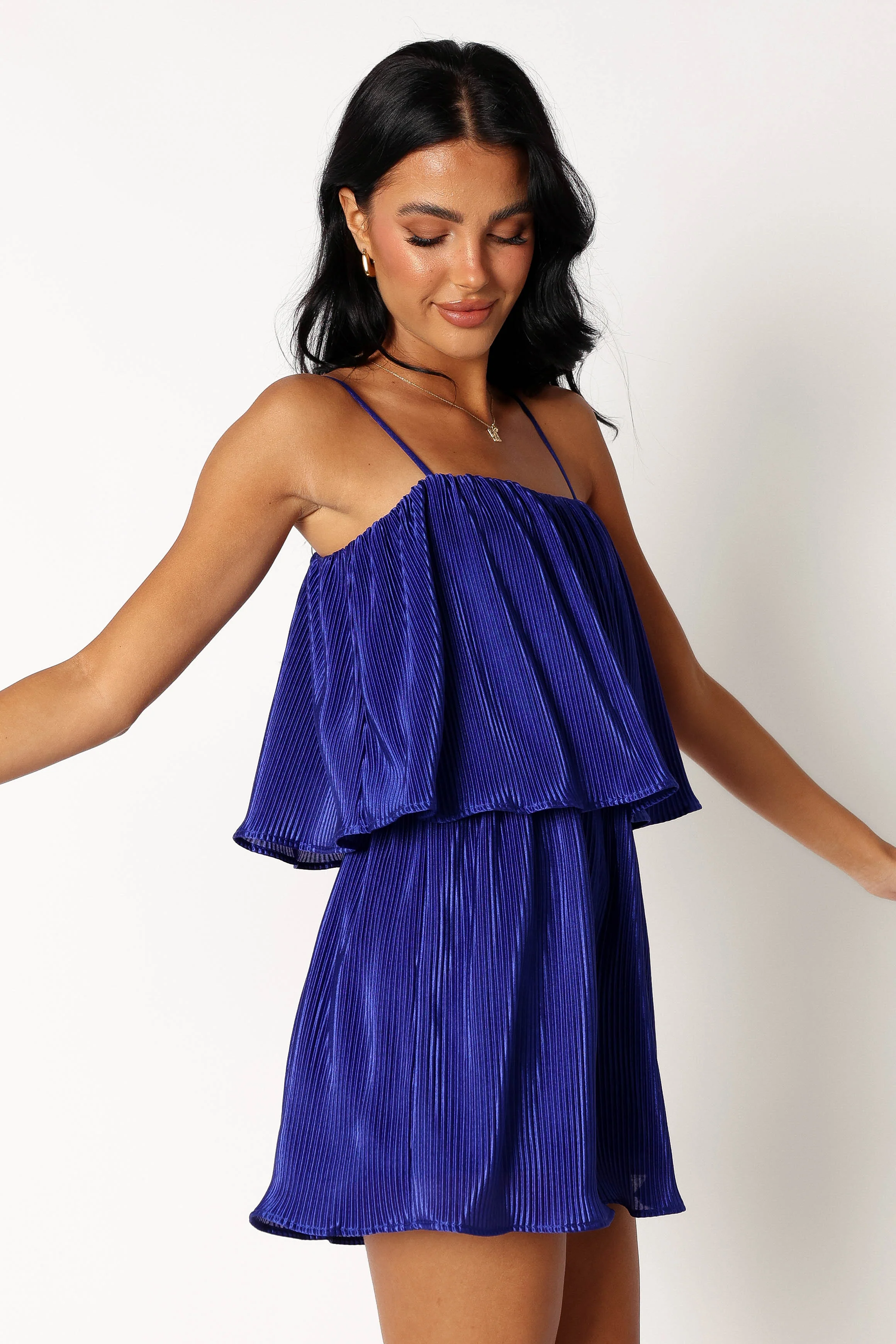 Jemima Plisse Playsuit - Blue - Image 3